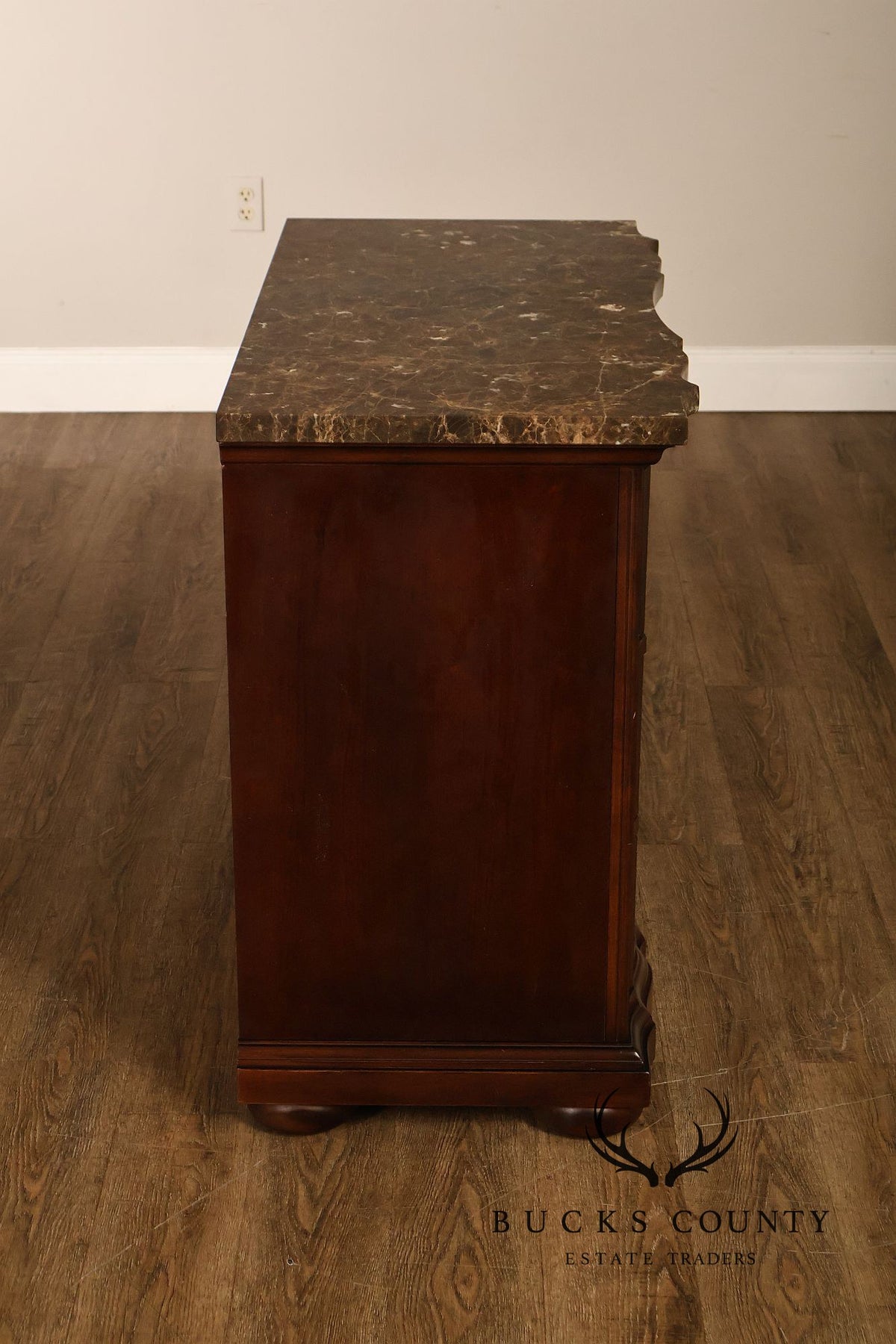 Bernhardt French Provincial Pair Of Marble Top Three-Drawer Nightstands