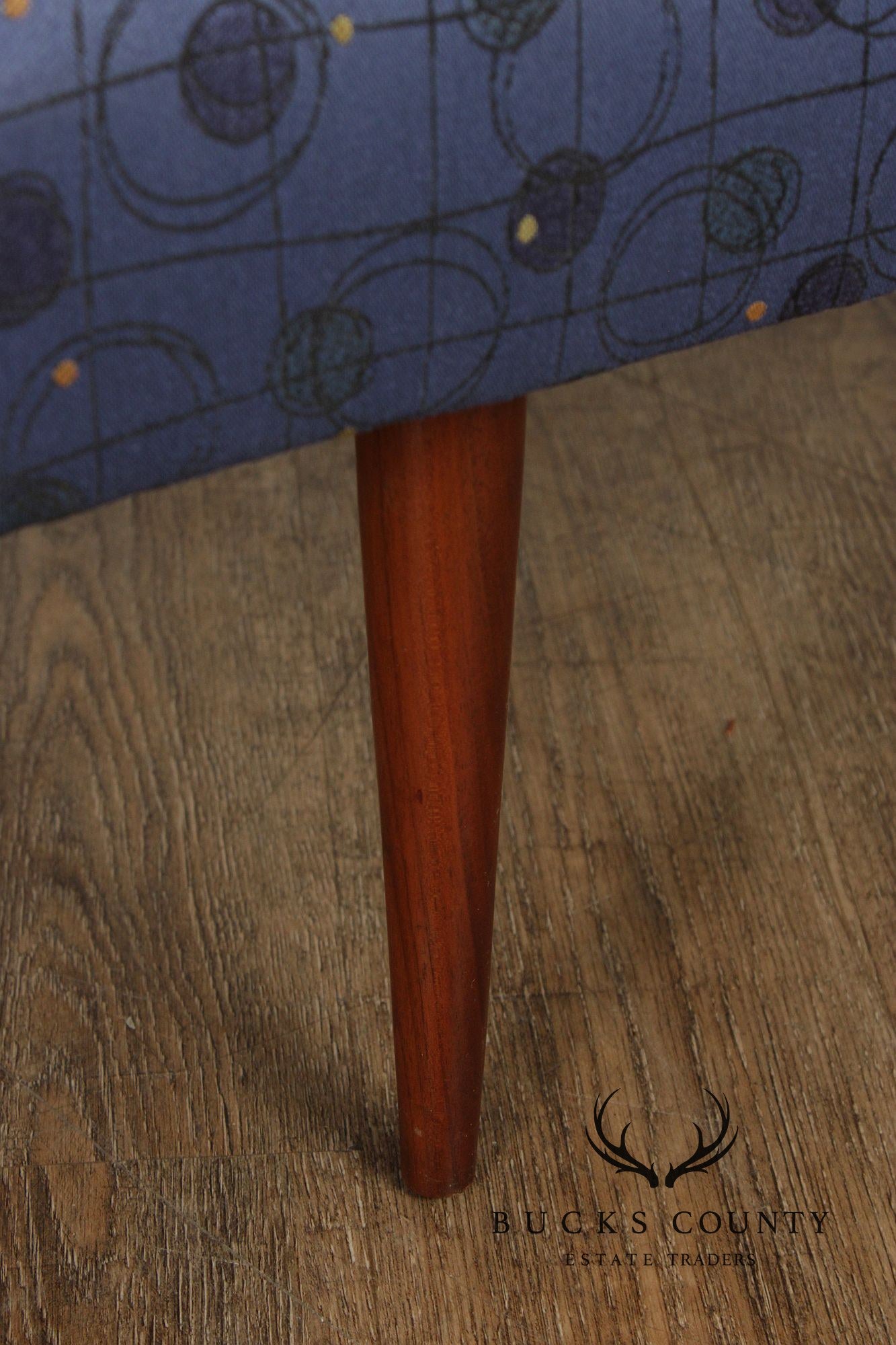 Mid Century Modern Upholstered Walnut Bench