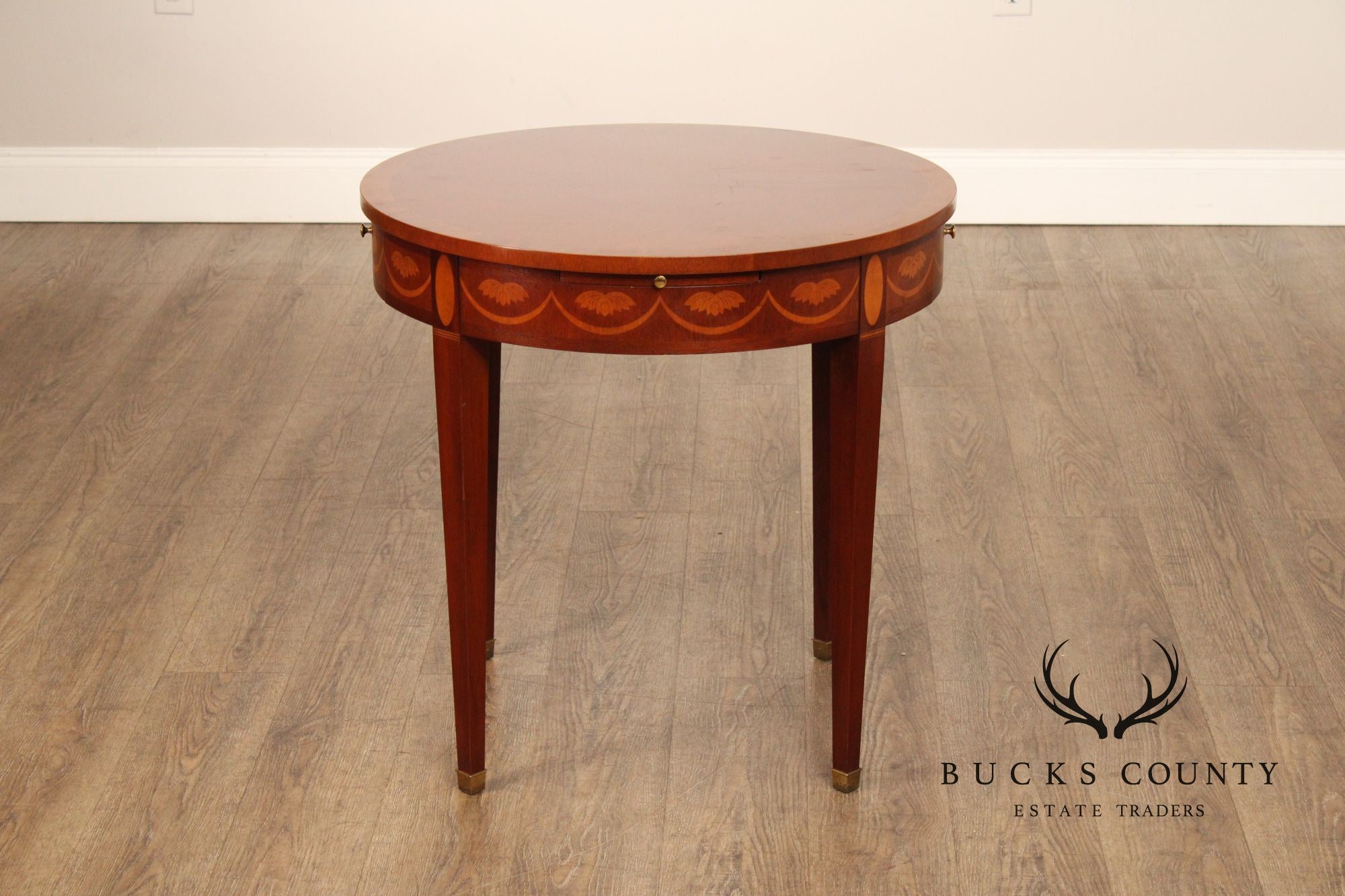 Baker Federal Style Inlaid Mahogany Round Side Table