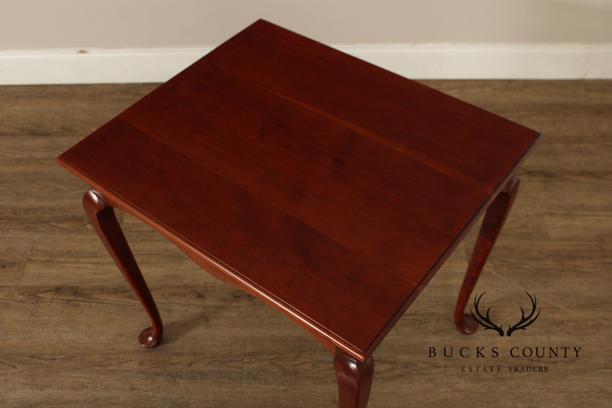 Queen Anne Style Bench Made Pair of Cherry End Tables