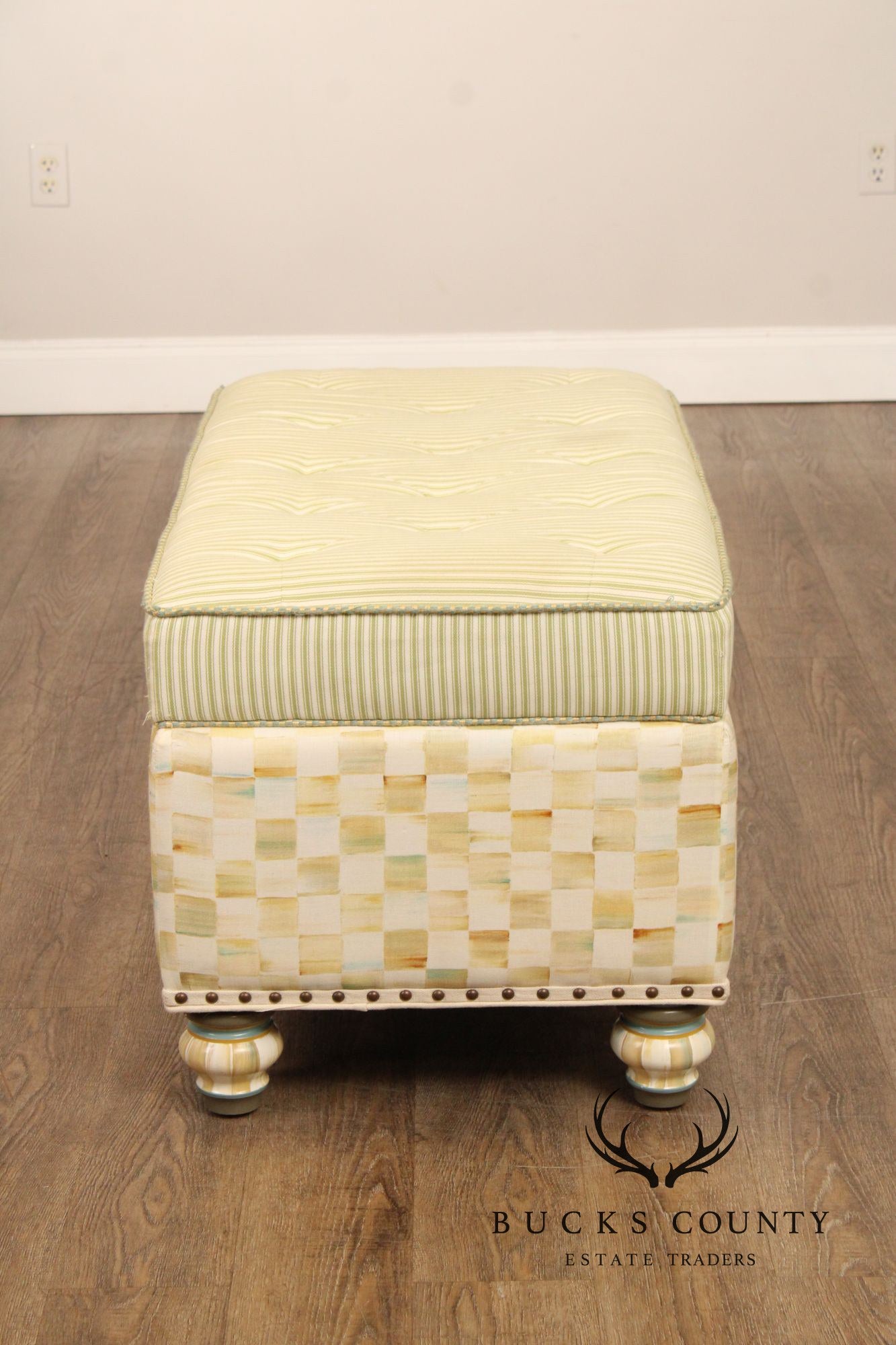 Mackenzie Childs Upholstered Storage Ottoman