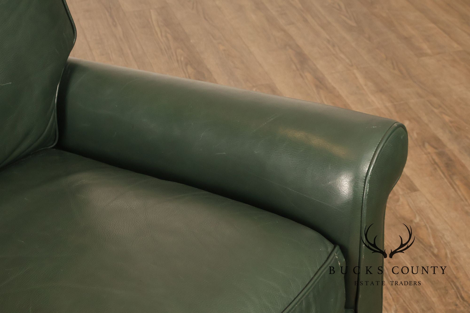 Hancock & Moore Green Leather Recliner Club Chair