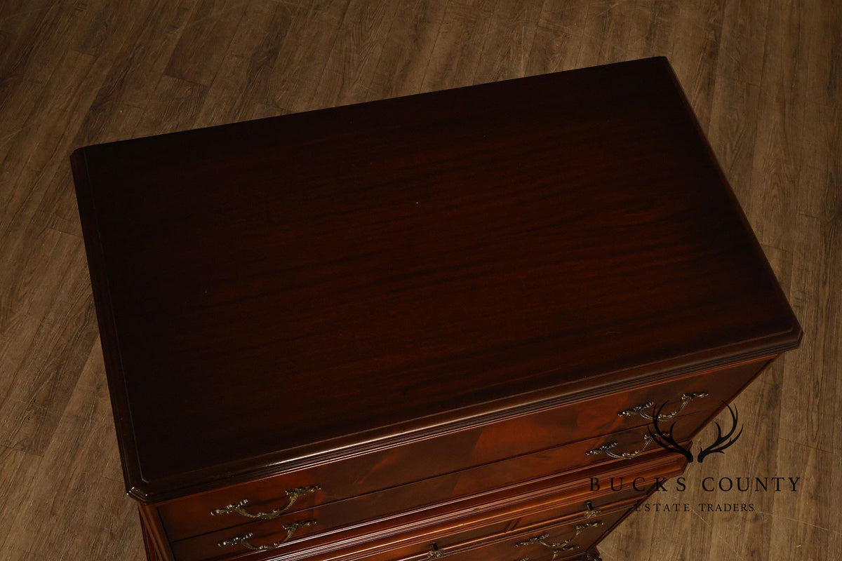 1940’s Flame Mahogany Carved Tall Chest