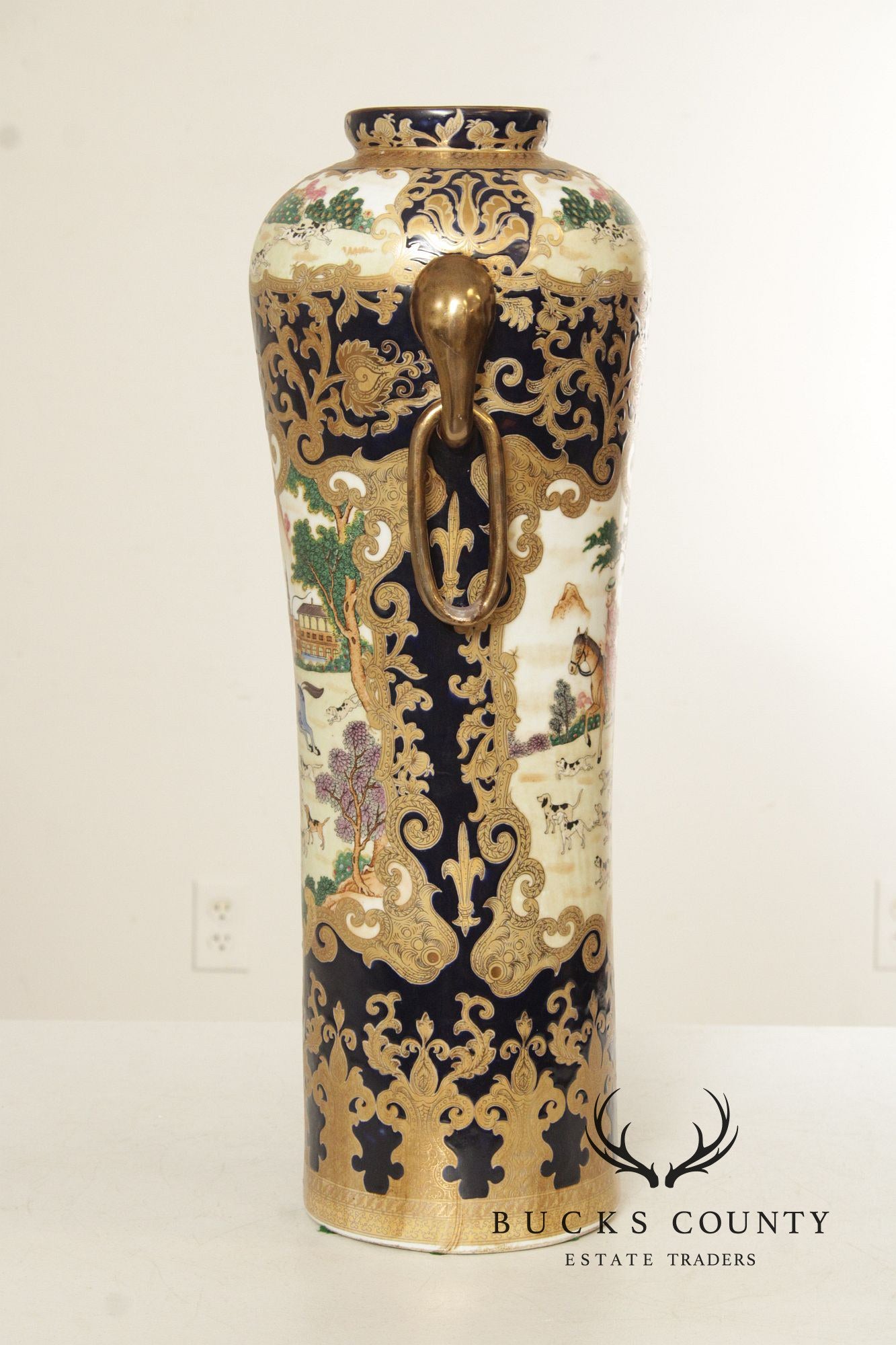 Vintage Chinese Pair of Satsuma Floor Vases