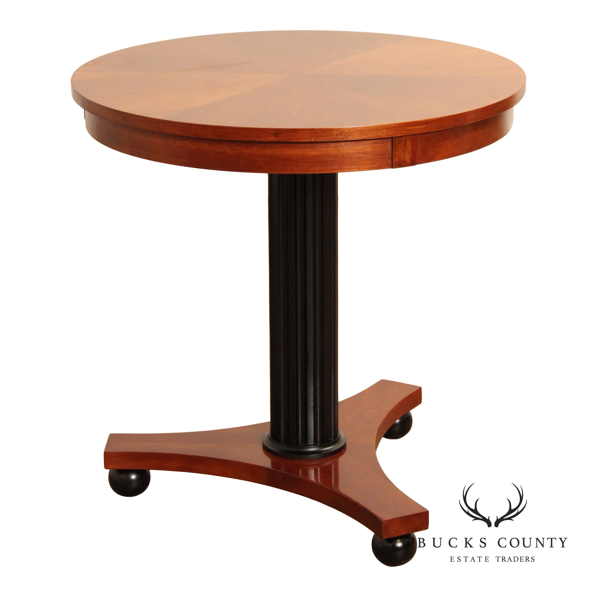 Ethan Allen Medallion Collection Round Cherry Pedestal Side Table