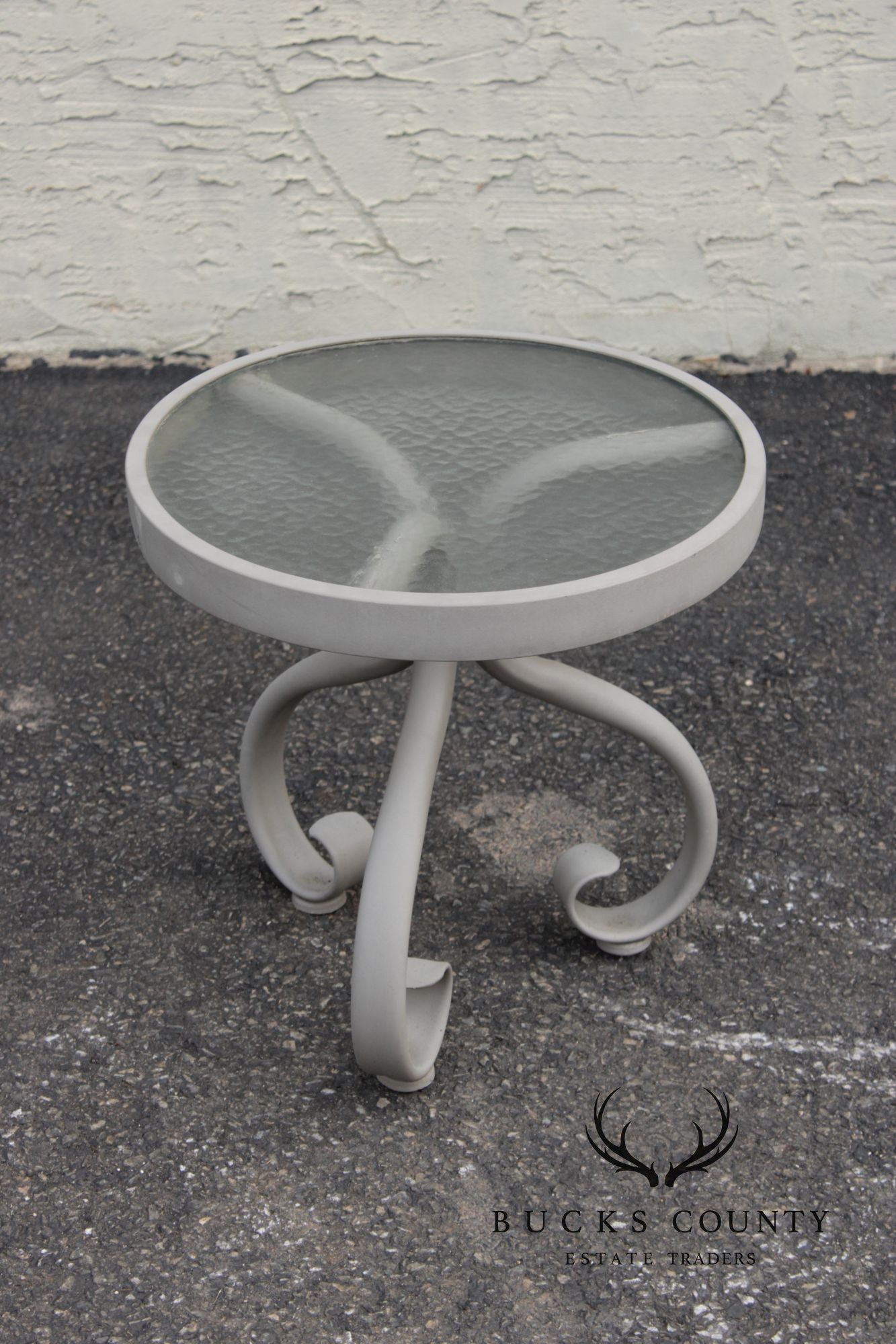 Woodard 'Ramsgate' Glass Top Aluminum Outdoor Round Patio Side Table