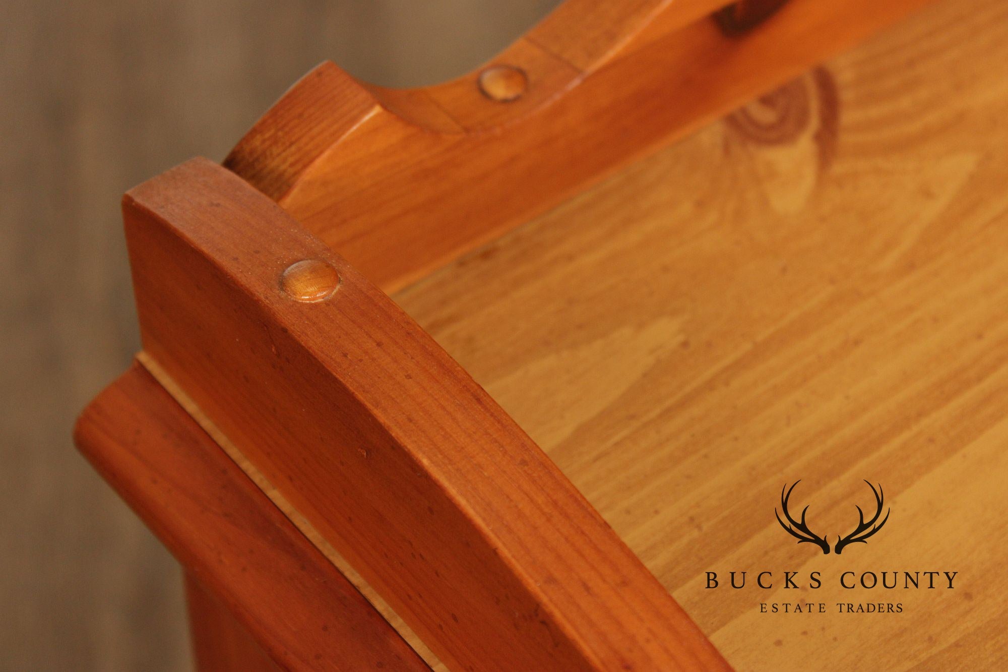 Stanley Furniture Pine and Wicker Side Table Nightstand