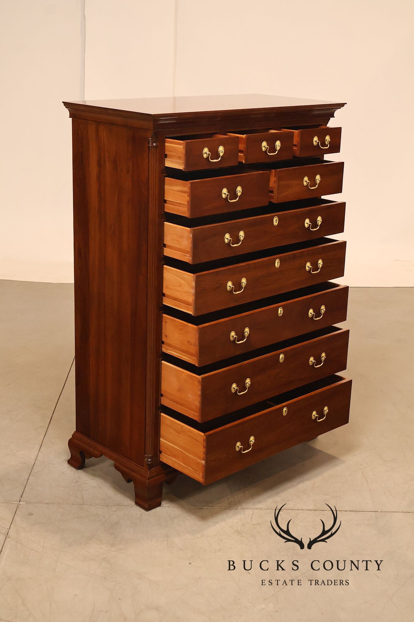 Stickley Chippendale Style Cherry Tall Chest