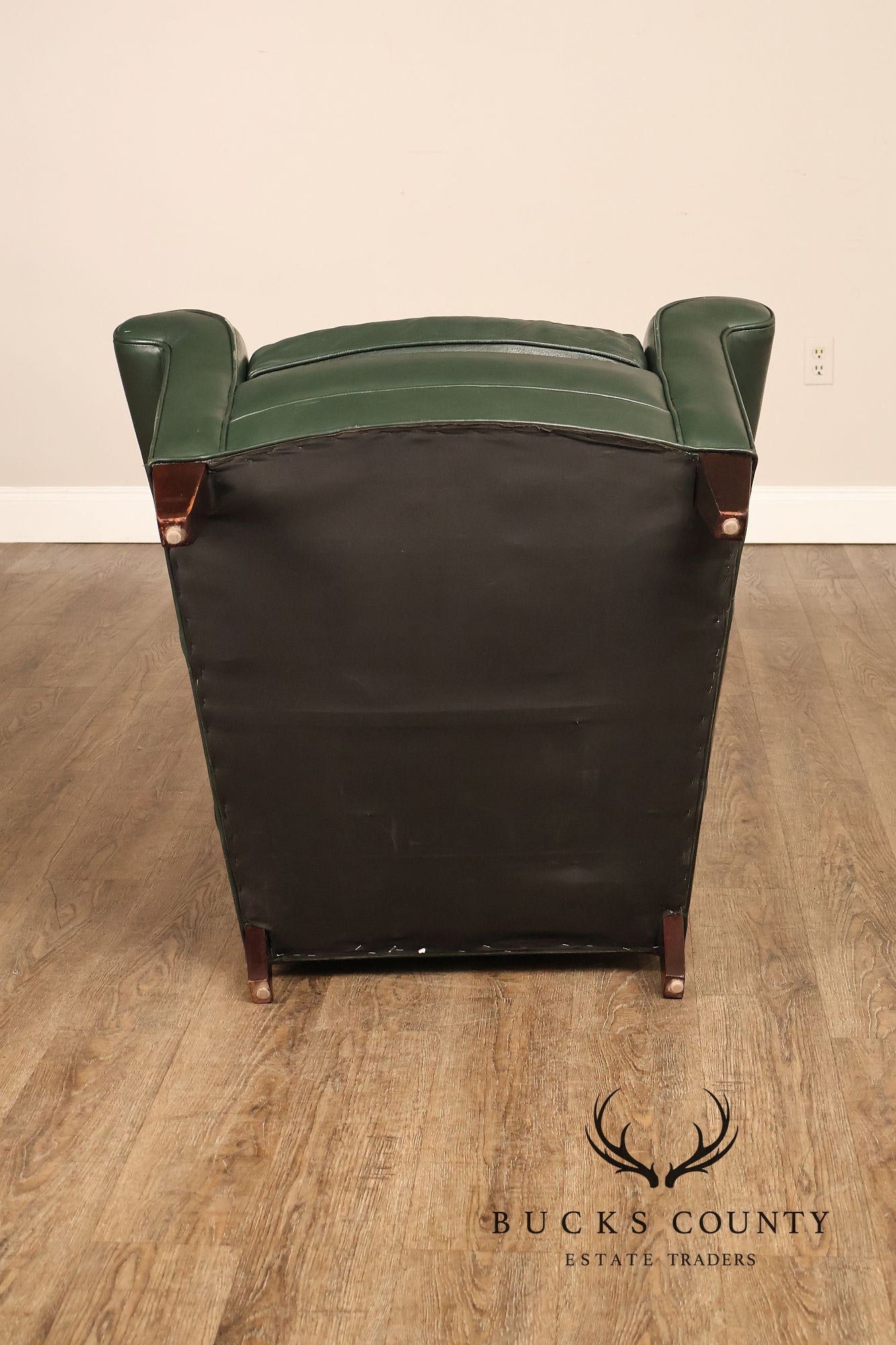 Hancock & Moore Green Leather Recliner Club Chair