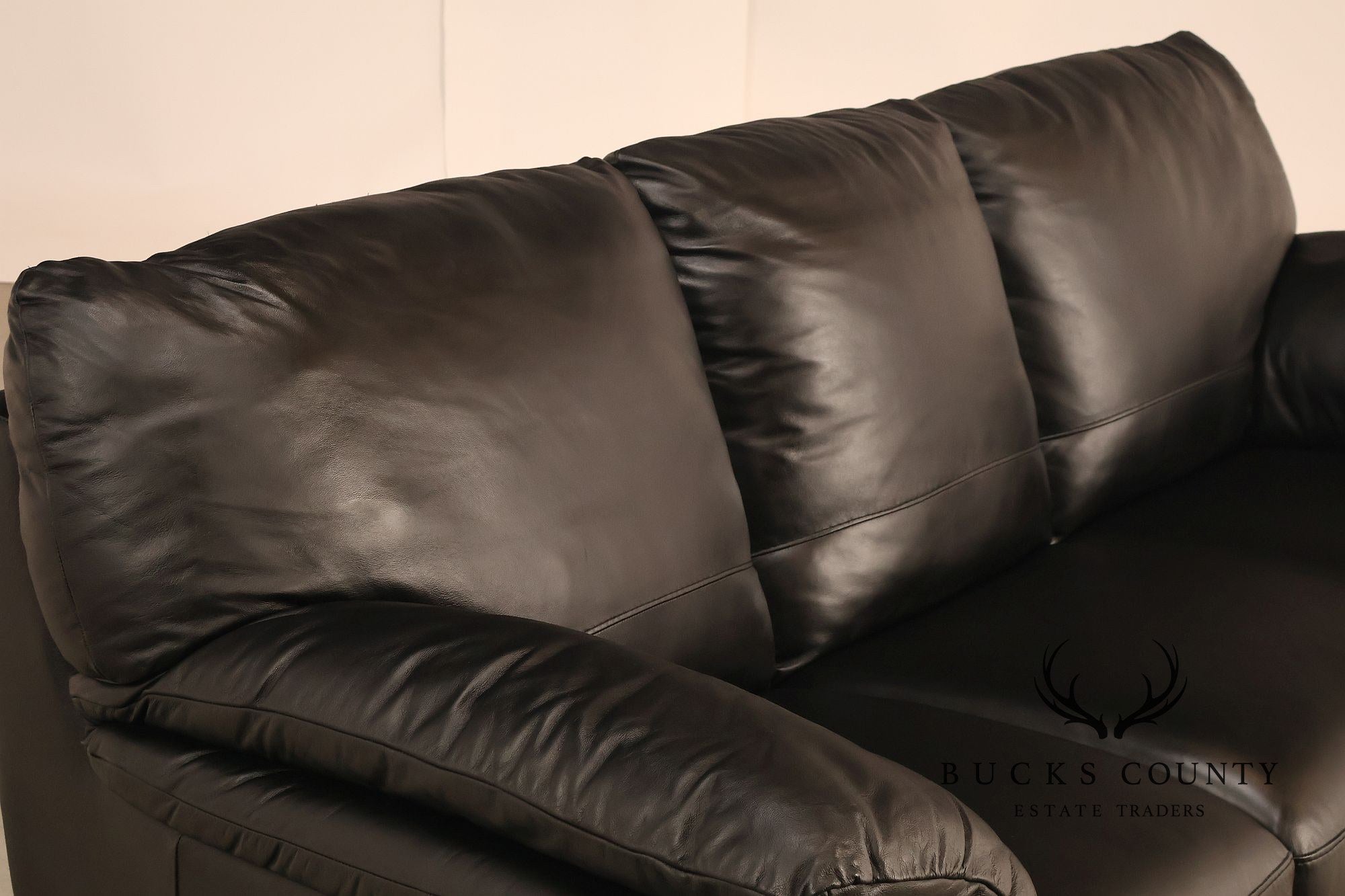 Italsofa Pair of Black Leather Sofas