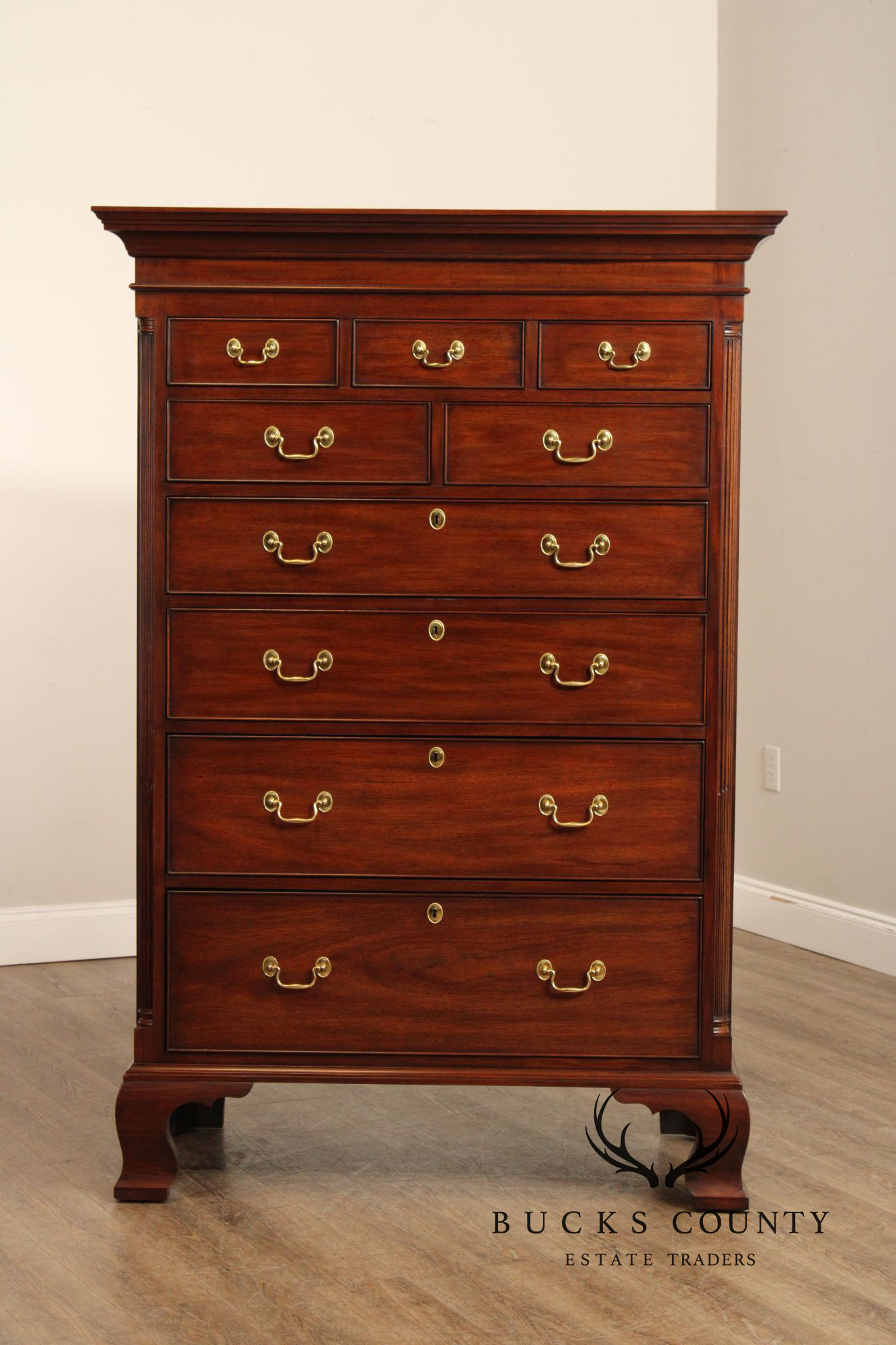 Henkel Harris Chippendale Style Mahogany New Market Tall Chest