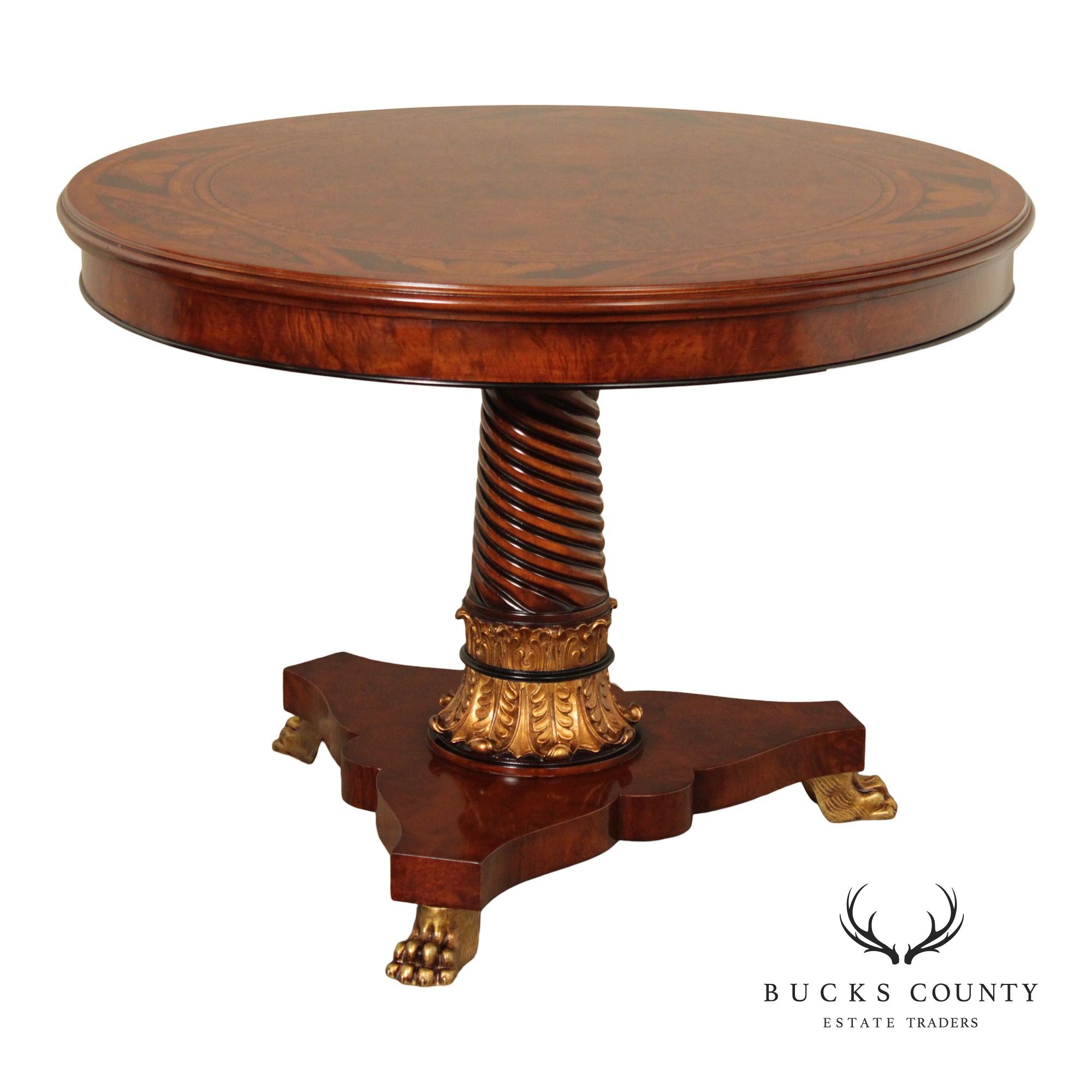Rho Mobili D’Epoca Italian Empire Style Inlaid Mahogany Center Table
