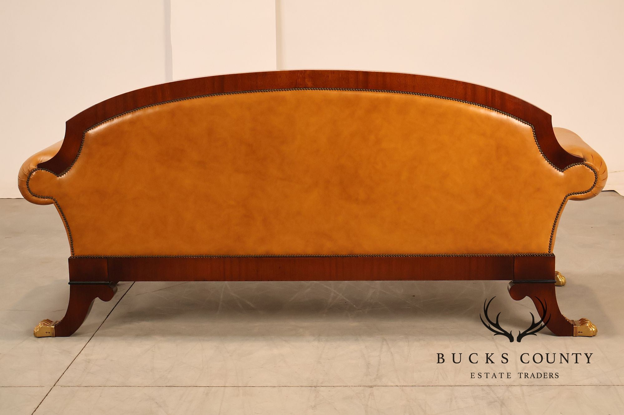 Empire Style Sofa Mahogany And Leather Sofa With Gilt Bronze Mounts