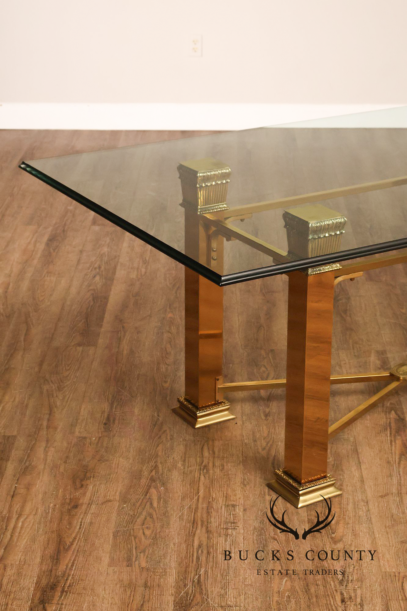 Hollywood Regency Brass & Glass Dining Table