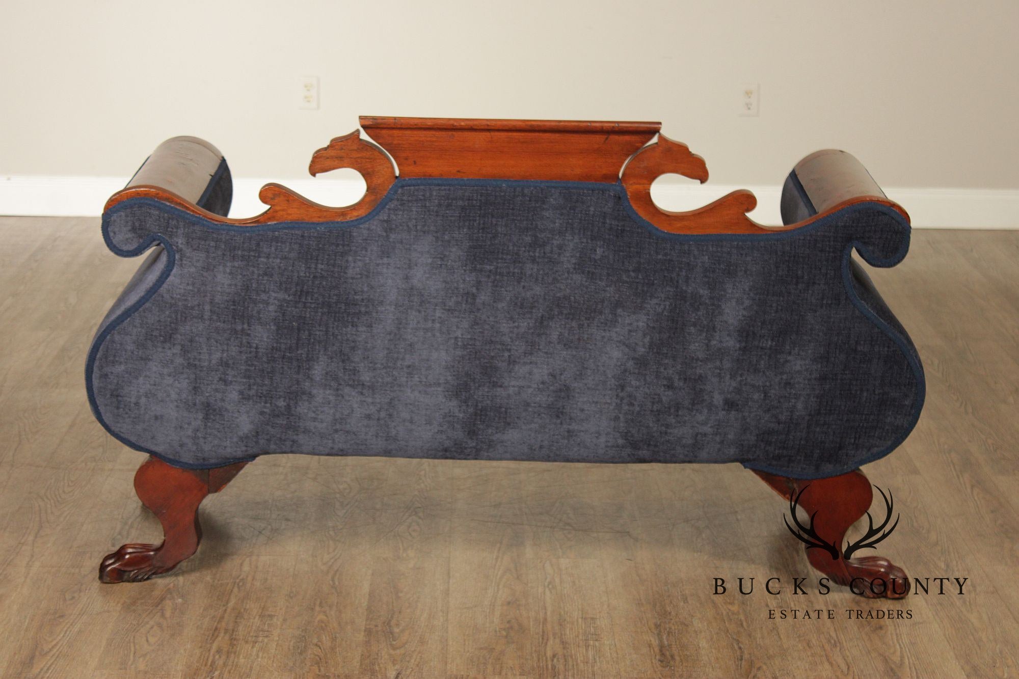 Antique American Carved Mahogany Classical Empire Sofa