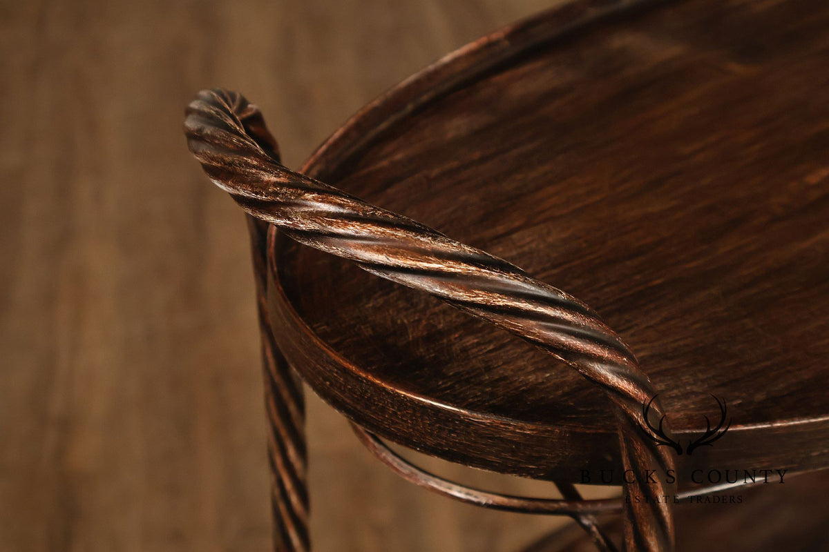Twisted Metal Two-Tier Wine Rack Serving Stand