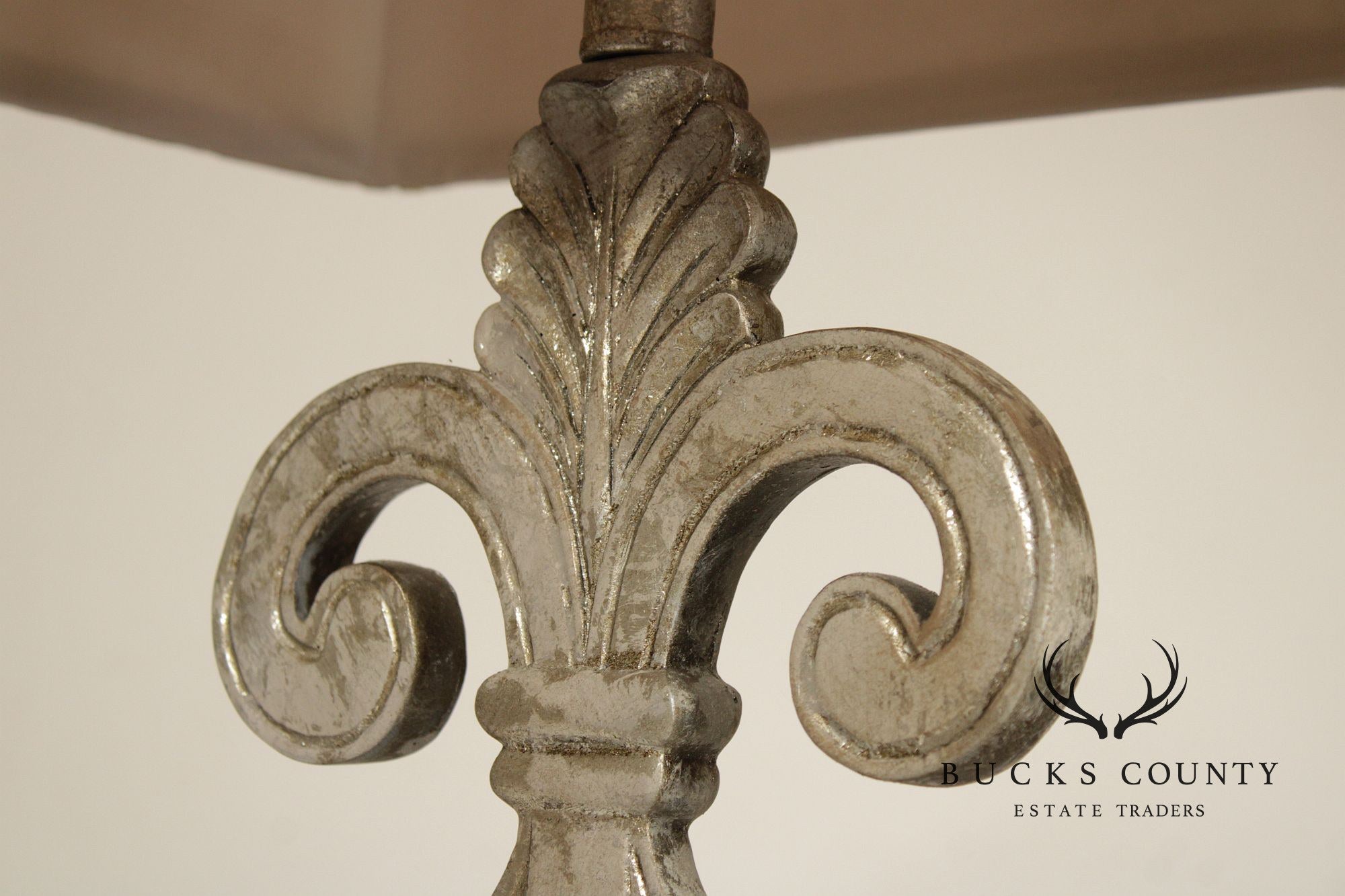 Traditional Pair of Silver Painted Table Lamps