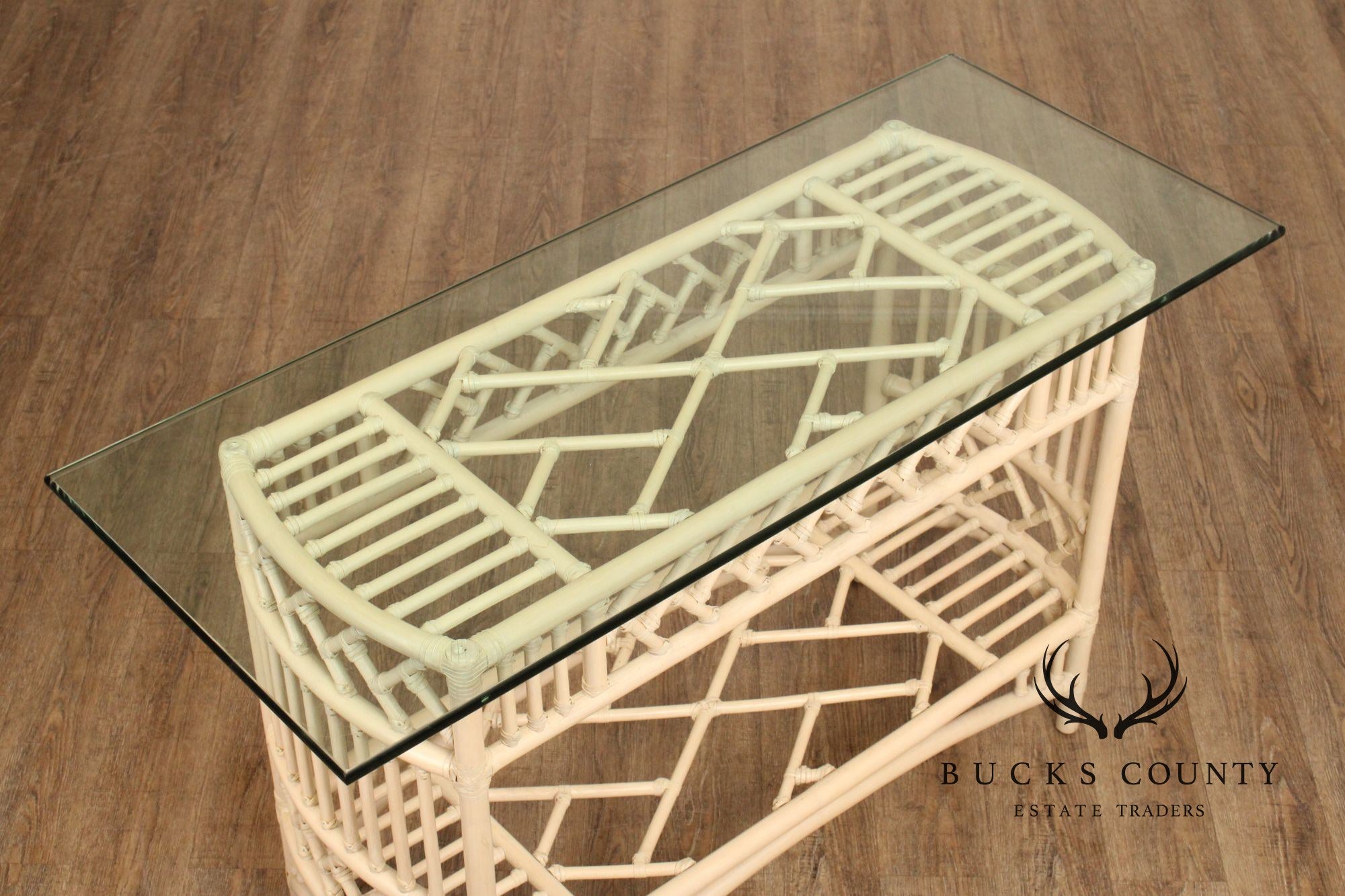 Ficks Reed Glass Top Rattan Console