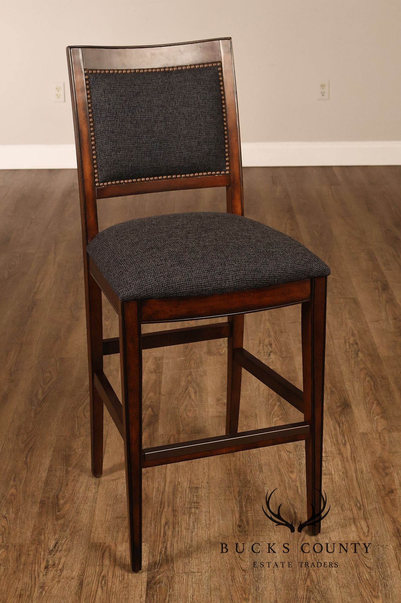 Contemporary Pair of Upholstered Bar Stools