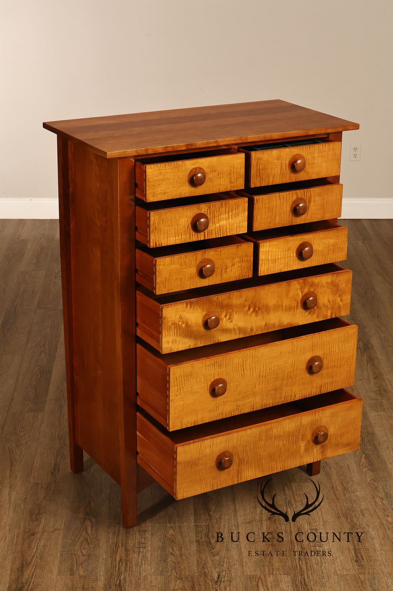 Stickley Mission Collection Harvey Ellis Cherry and Maple Tall Chest