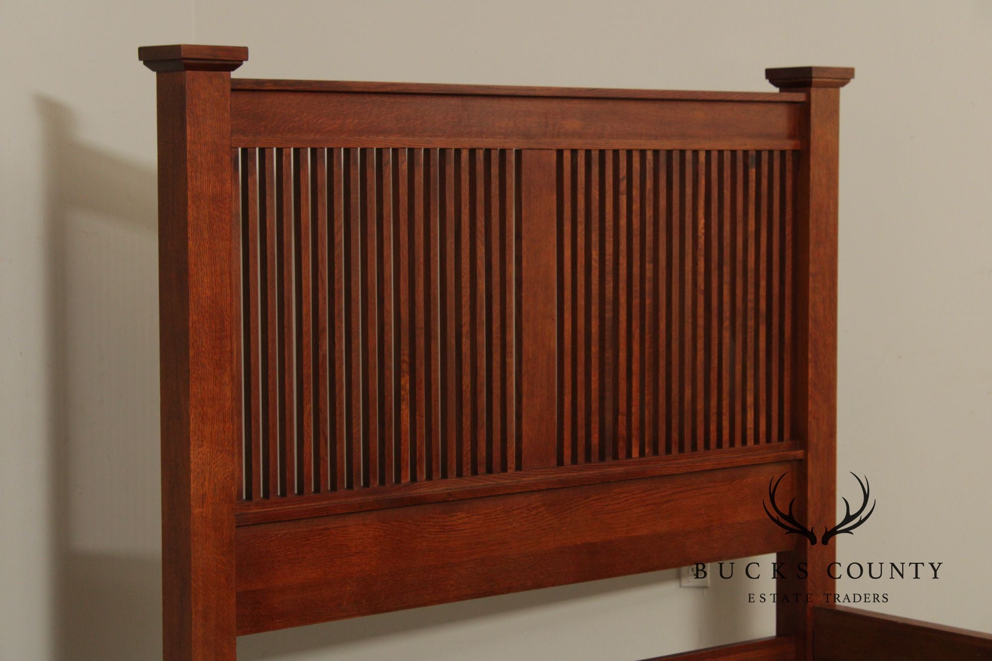 Stickley Mission Collection Queen Size Oak Prairie Spindle Bed
