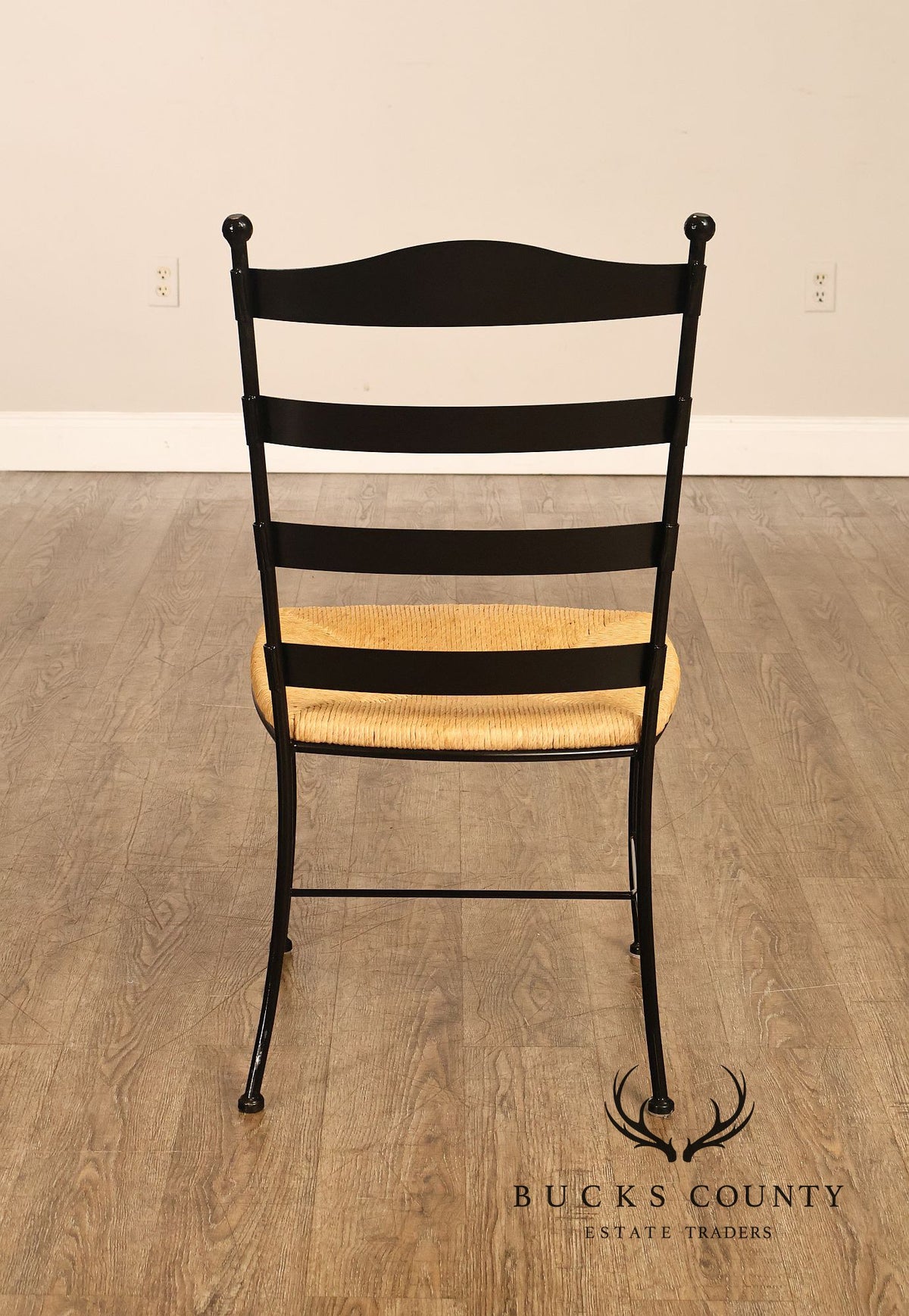 Charleston Forge Set of Four Rush Seat Ladderback Iron Dining Chairs