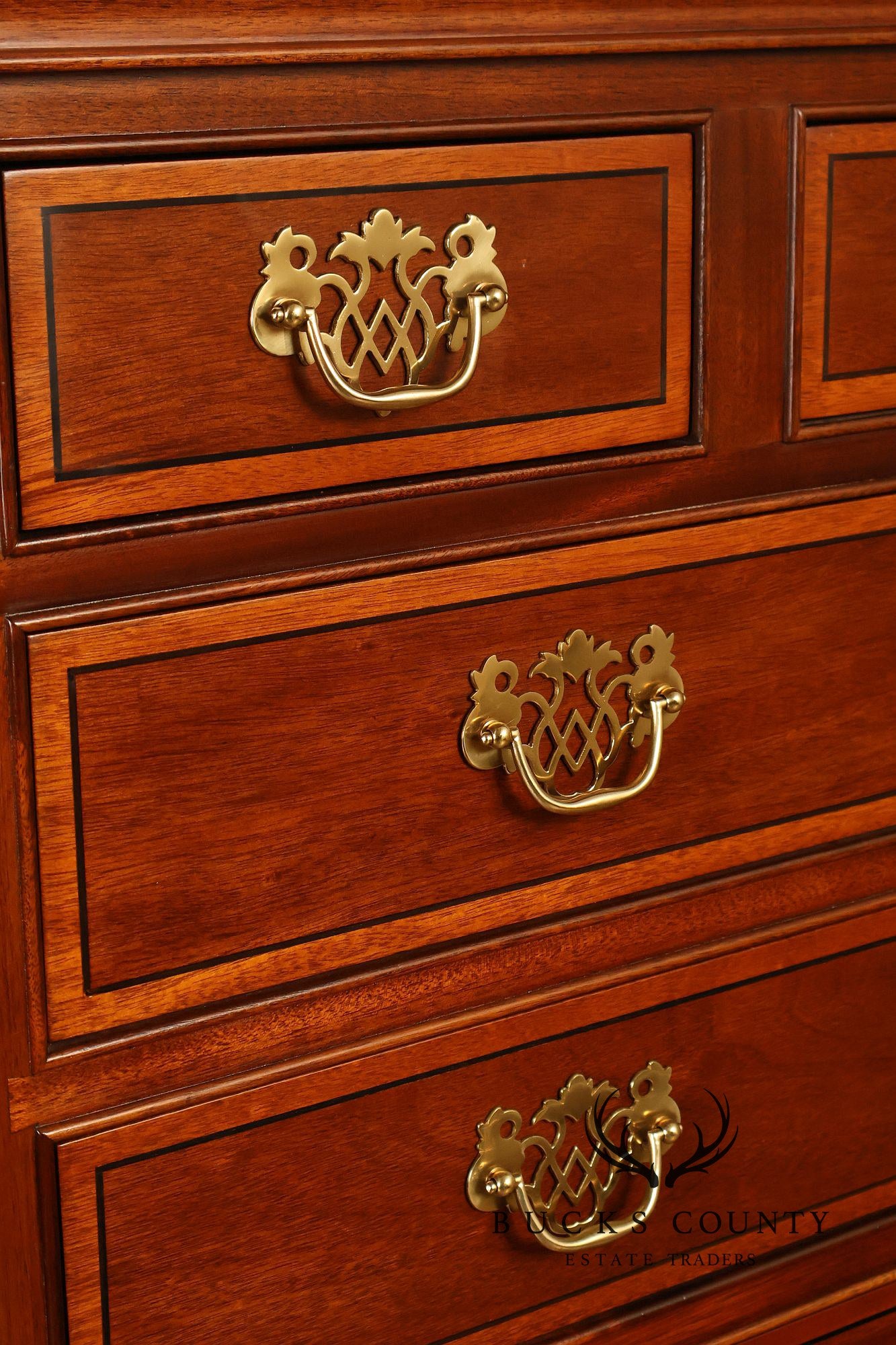 Stickley Georgian Style Banded Mahogany Tall Chest