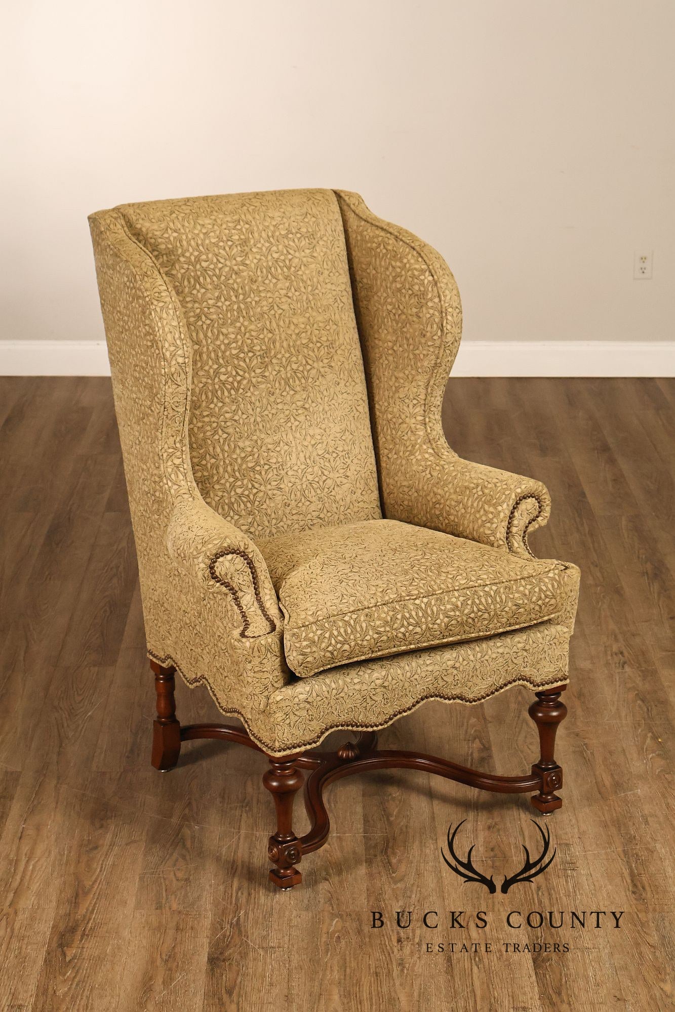 Lee Jofa Pair Of Custom Upholstered Wingback "Mayfair" Armchairs