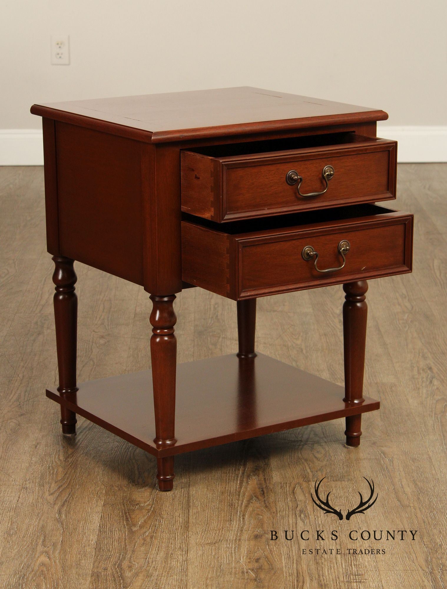 Traditional Style Two Drawer Mahogany Nightstand
