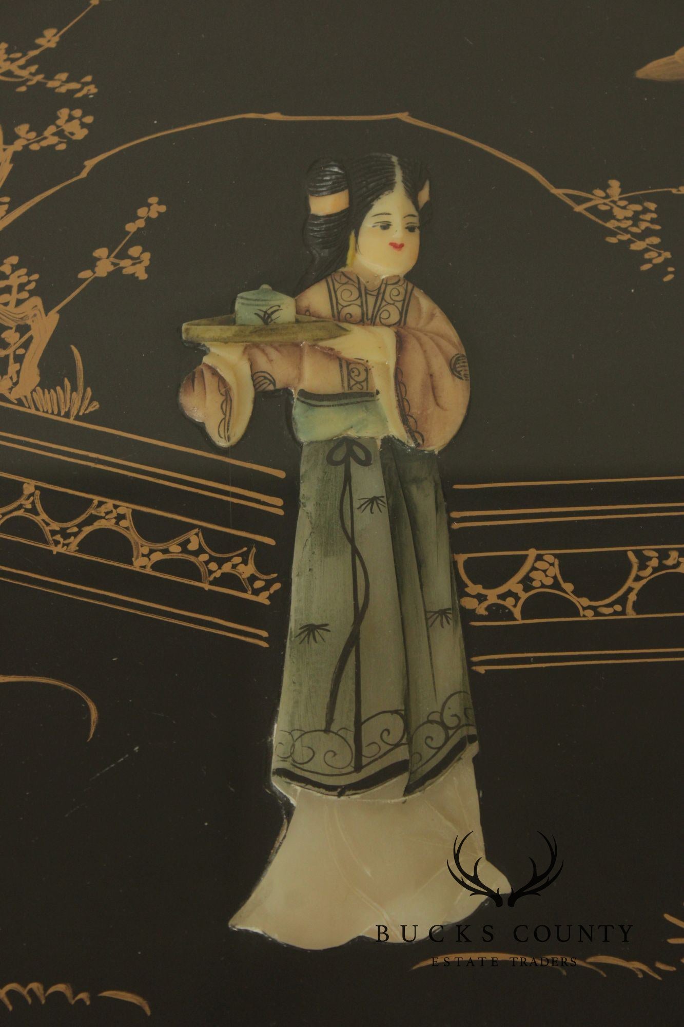 Chinoiserie Glass Top Coffee Table