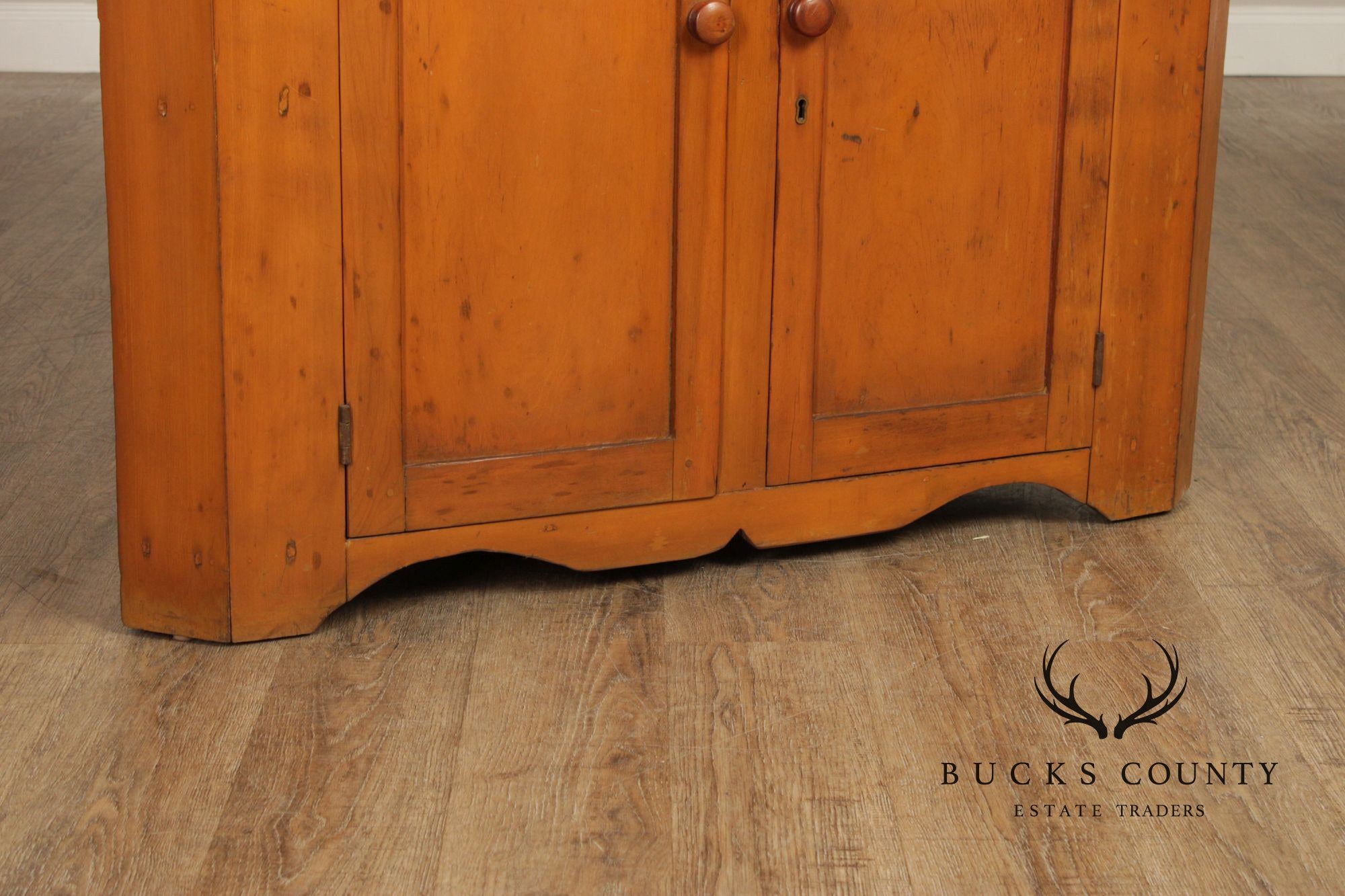 Antique Farmhouse Poplar Twelve-Pane Corner Cabinet