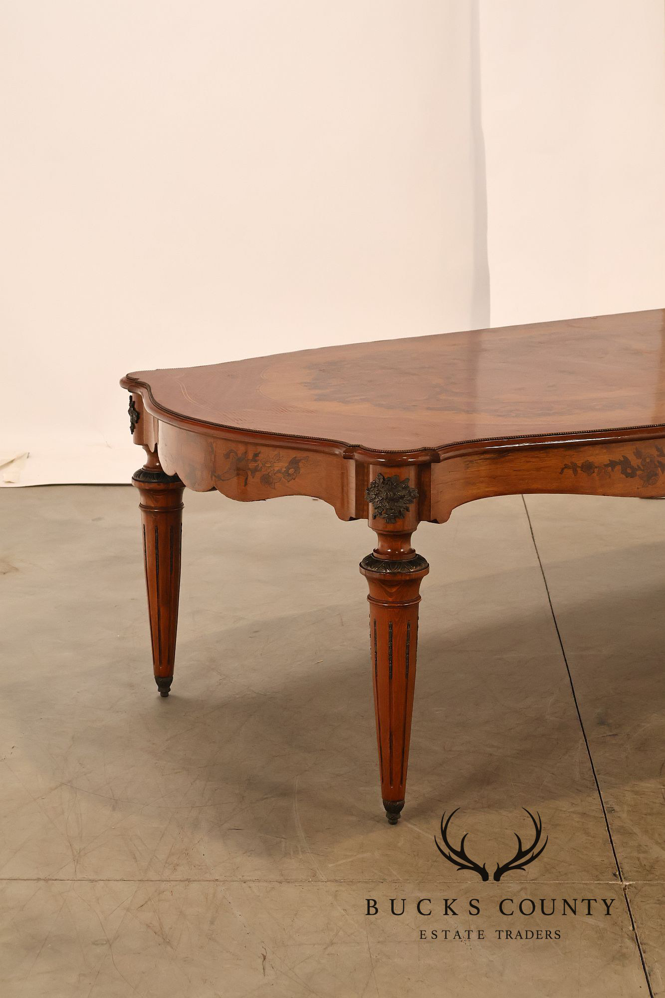 Custom Louis XVI Style Walnut Marquetry Dining Table