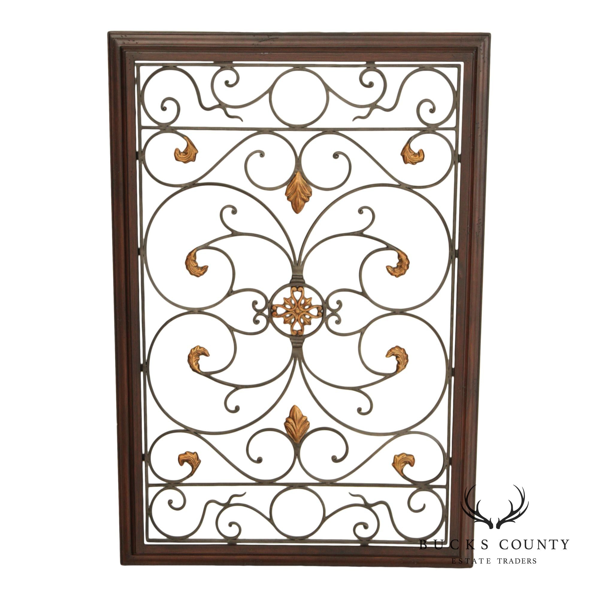 Spanish Baroque Style Partial Gilt Wrought Iron Wall Decor