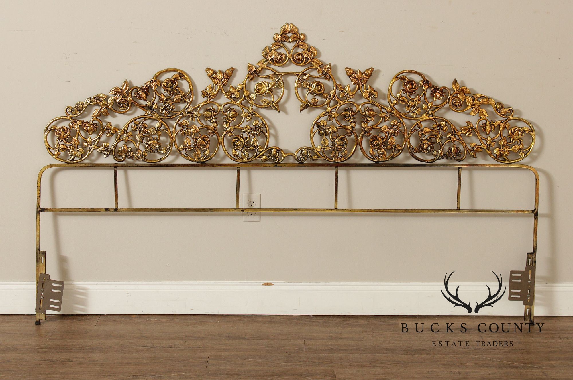 Rococo Style King Size Scrolling Brass Headboard