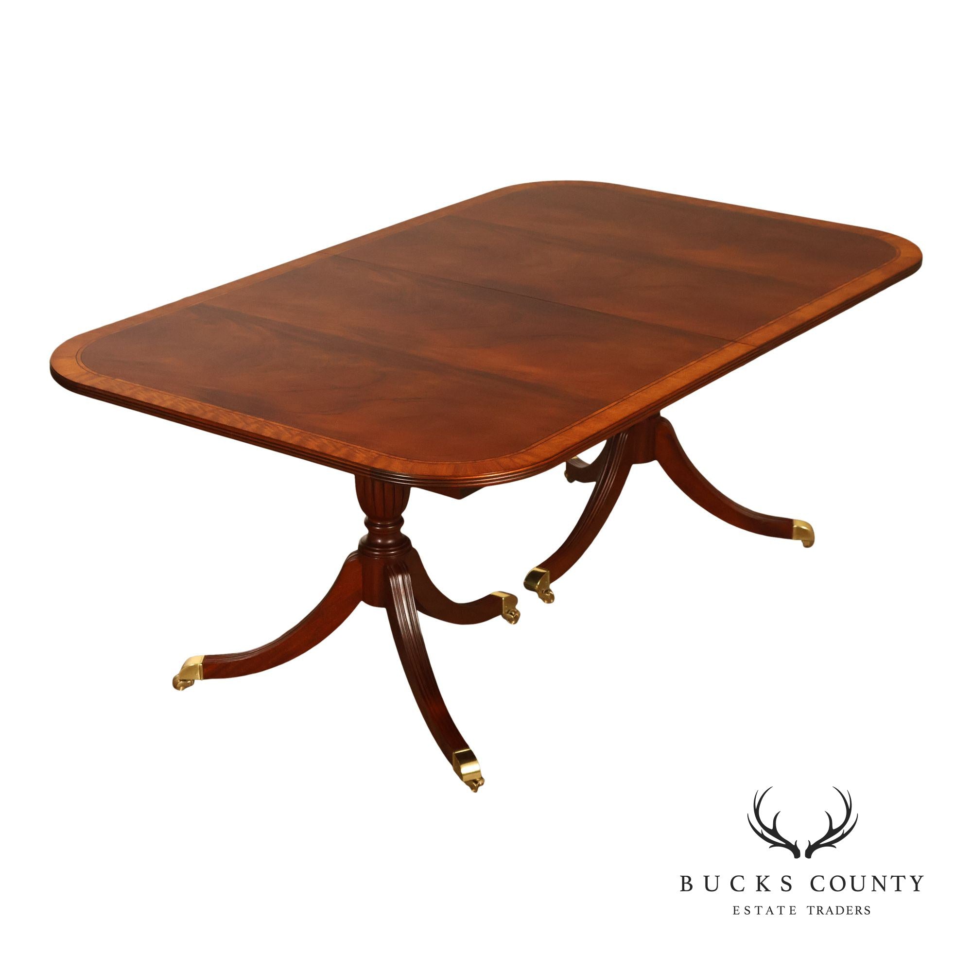 Craftique Mahogany Dining Table With Satin Wood Banding- 4 Leaves