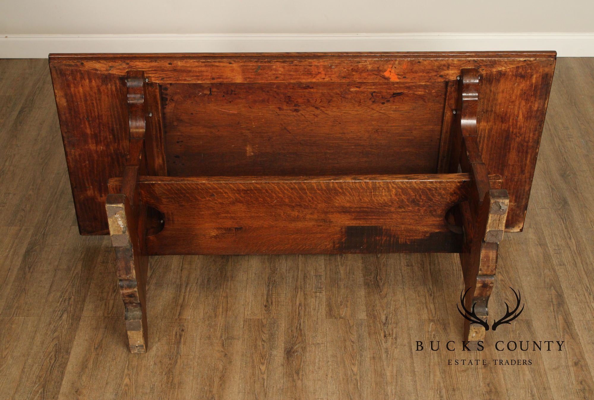 L. & J. G. Stickley Antique Mission Oak Large Trestle Table