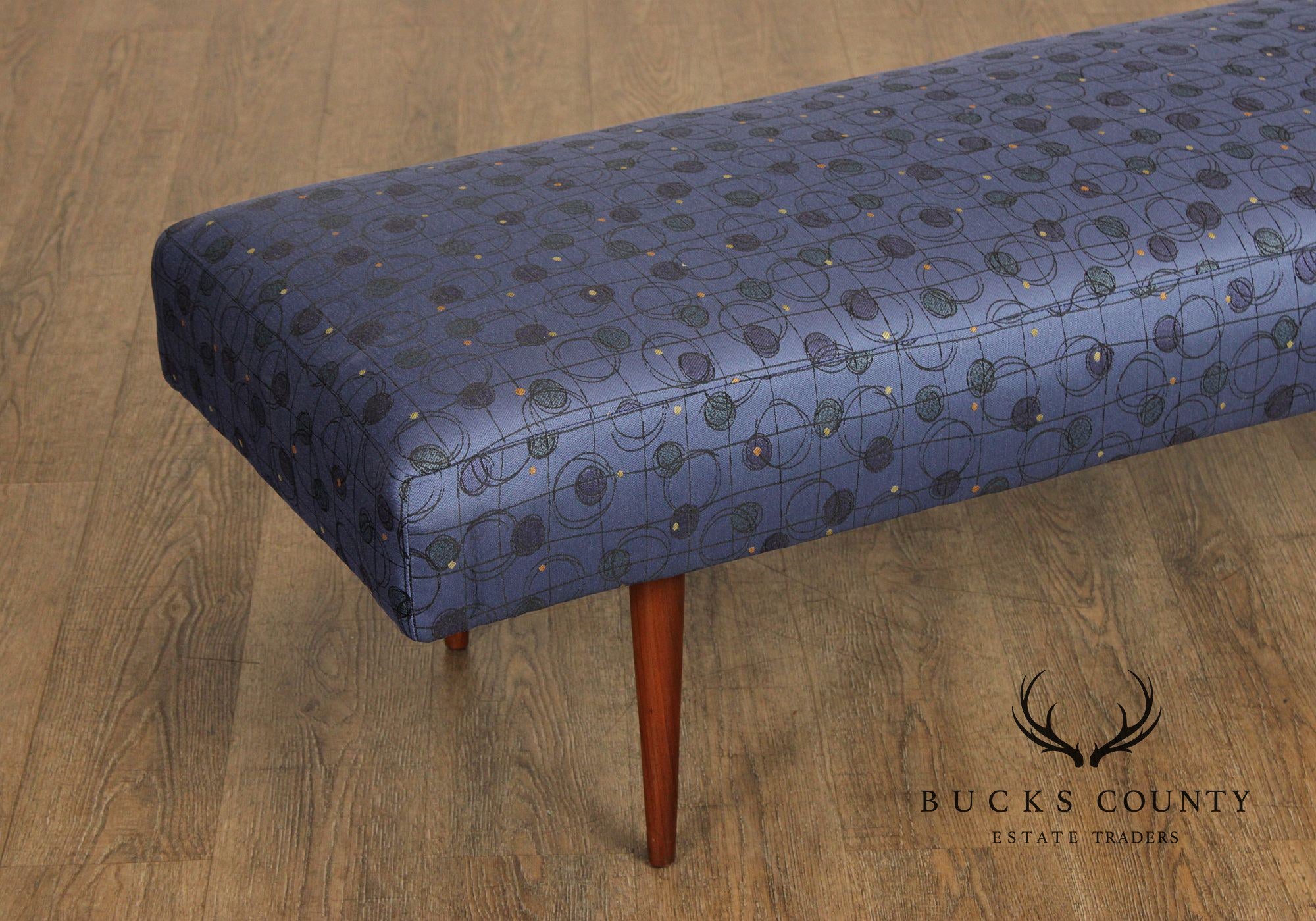 Mid Century Modern Upholstered Walnut Bench