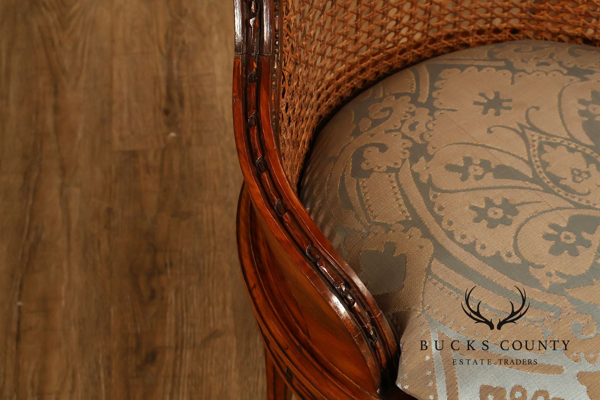 French Louis XVI Style Vintage Set Of 12 Caned Dining Chairs