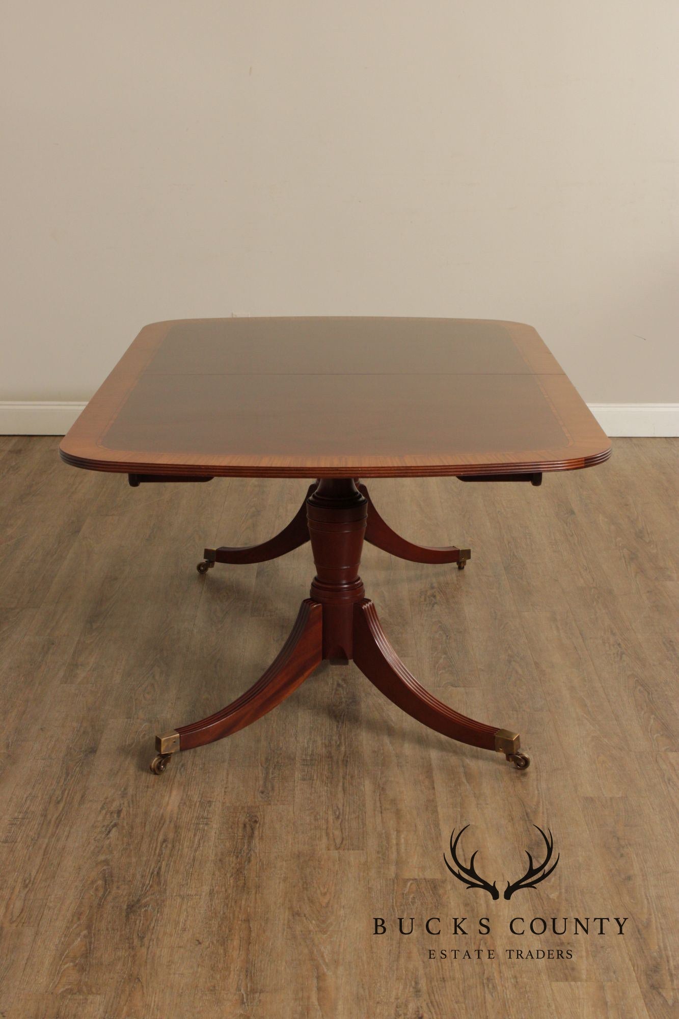 Baker Regency Style Mahogany Double Pedestal Dining Table