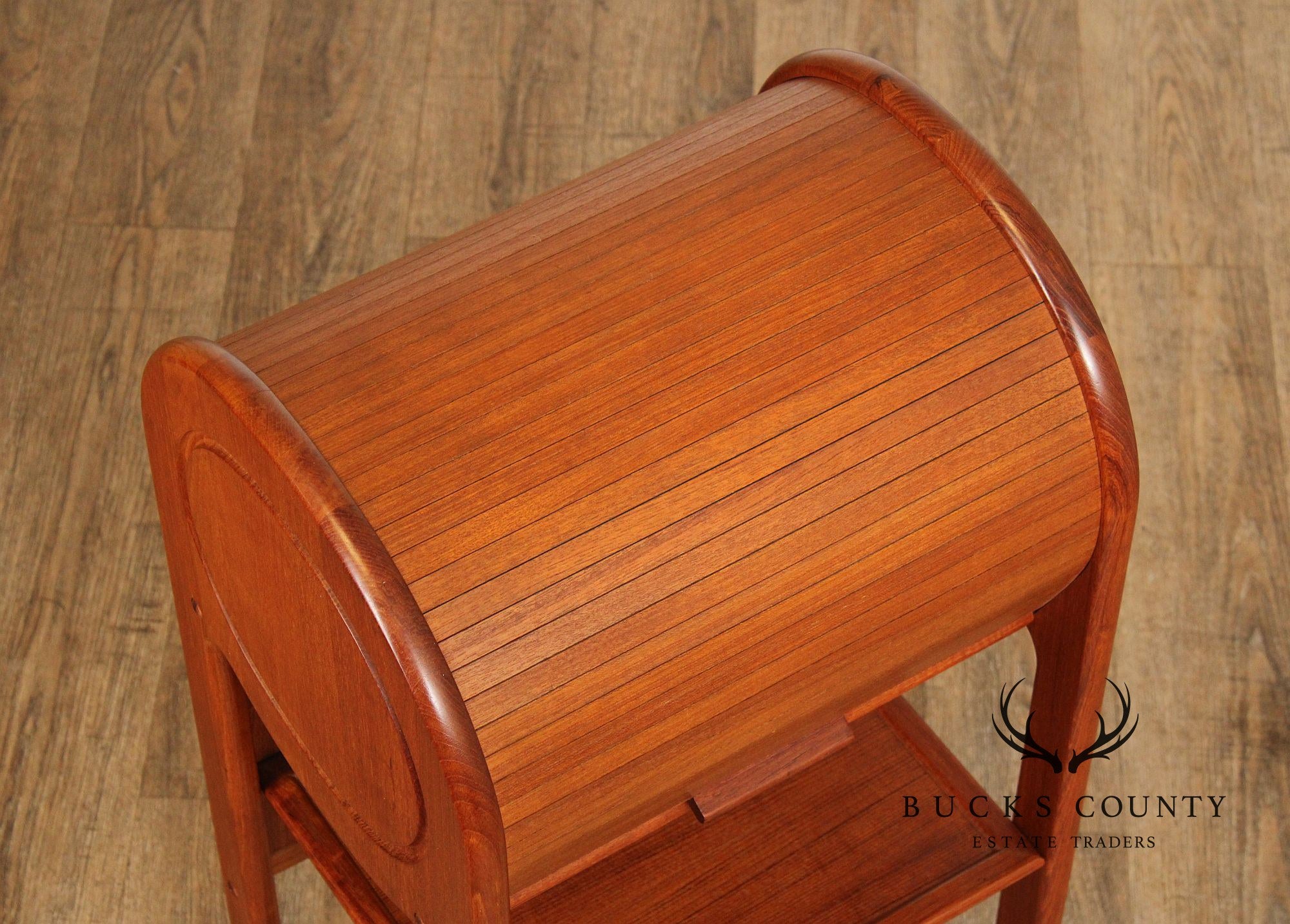 Danish Modern Teak Roll Top Telephone Stand