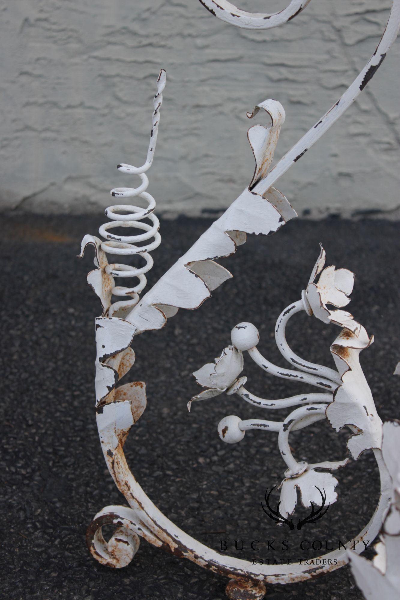 Vintage Italian Style Painted Wrought Iron Garden Plant Stand or Table Base