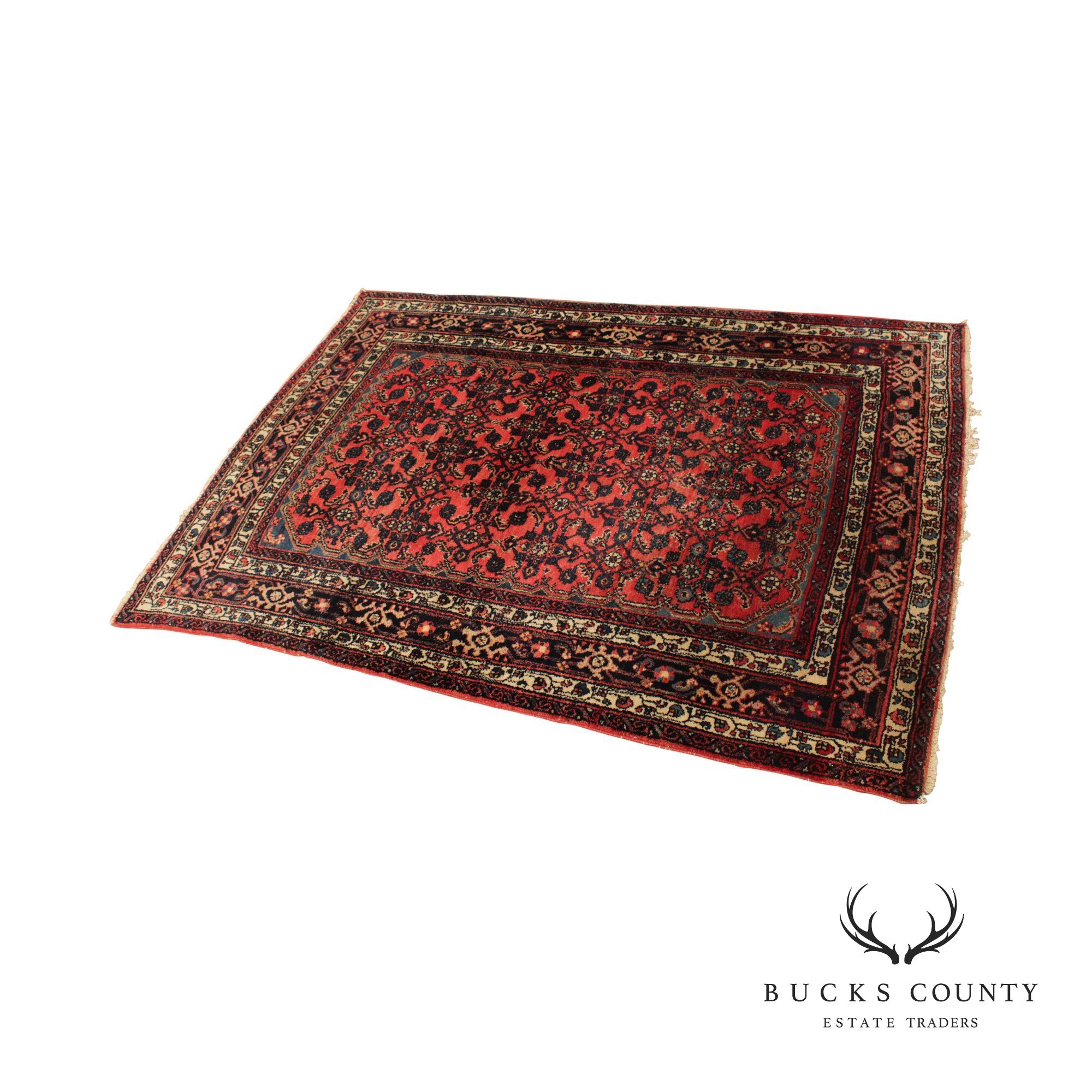 Persian Baluchi Tribal Wool Area Rug With Red Field, 6' x 4'