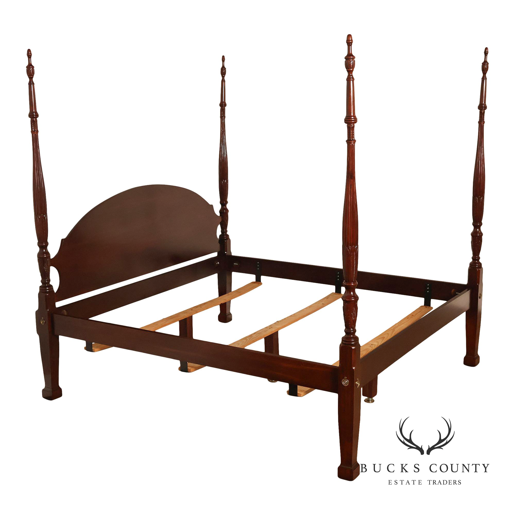 Craftique Mebane Rice Traditional Mahogany King Four Poster Bed