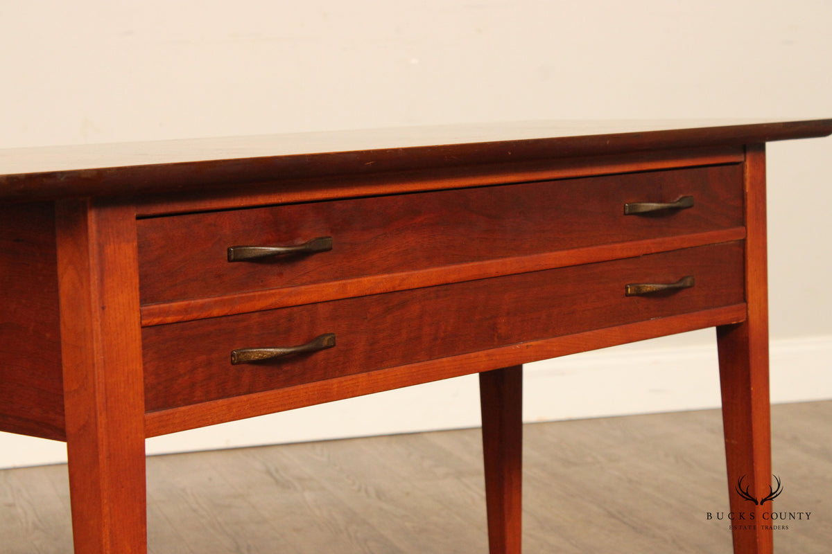Lane Mid Century Modern Walnut And Burl Wood Console Table