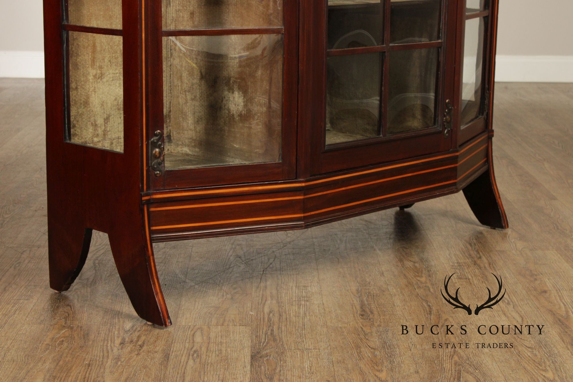 Art Nouveau Antique Inlaid Mahogany Display Case