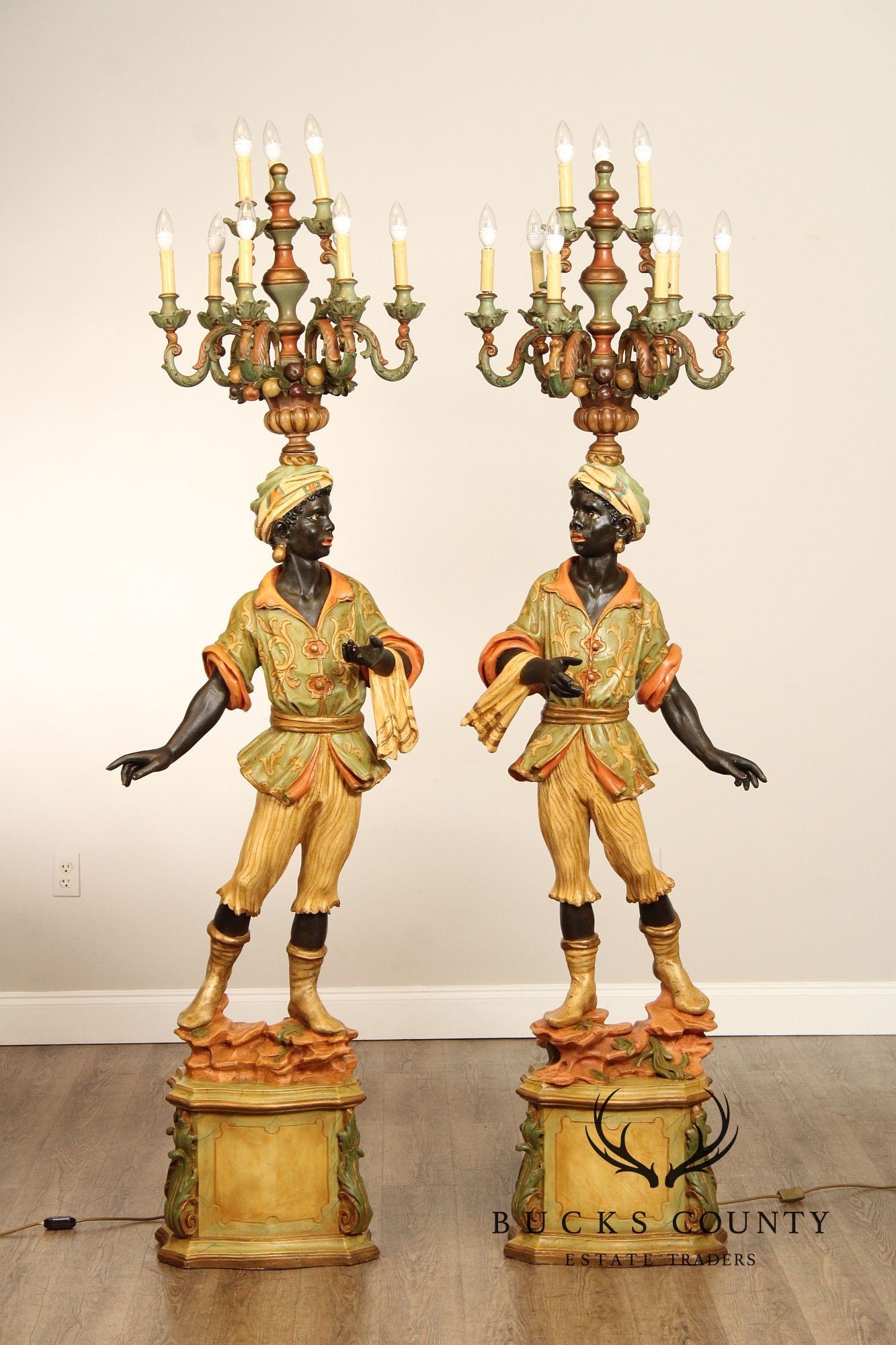 Vintage Pair Of Blackmoor Torchiere Floor Lamps