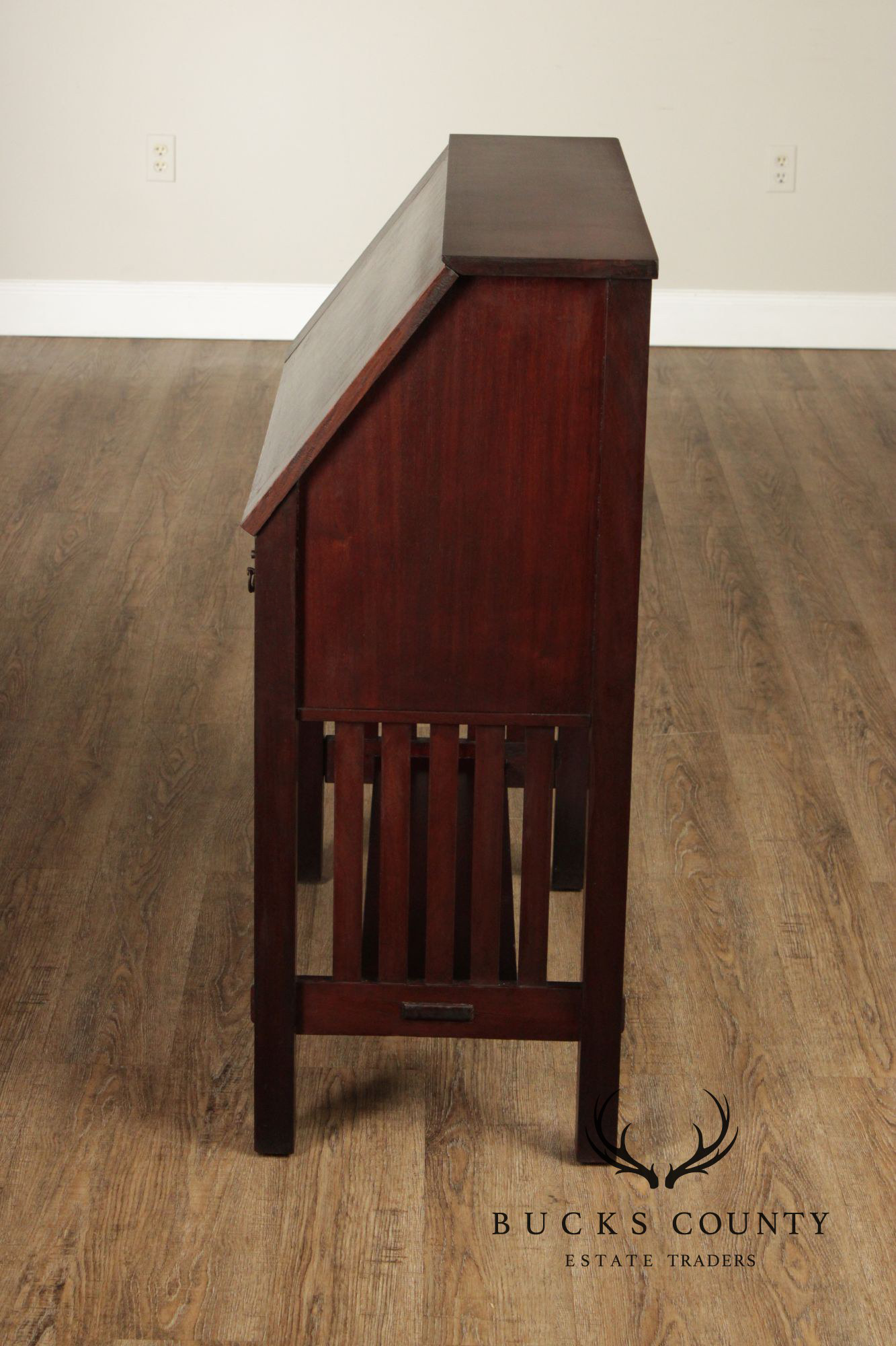 Antique Mahogany Arts And Crafts Slant Front Writing Desk