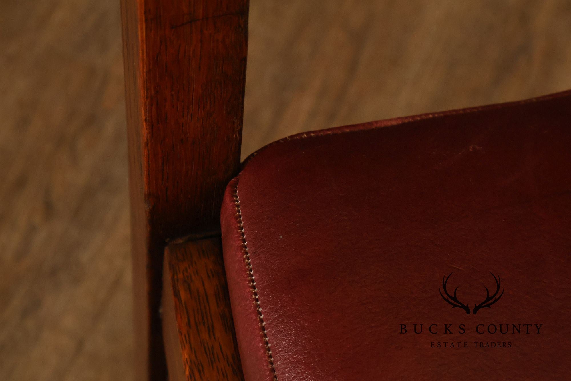 Antique L. & J. G. Stickley Set Of Four Oak Ladder Back Dining Chairs #800