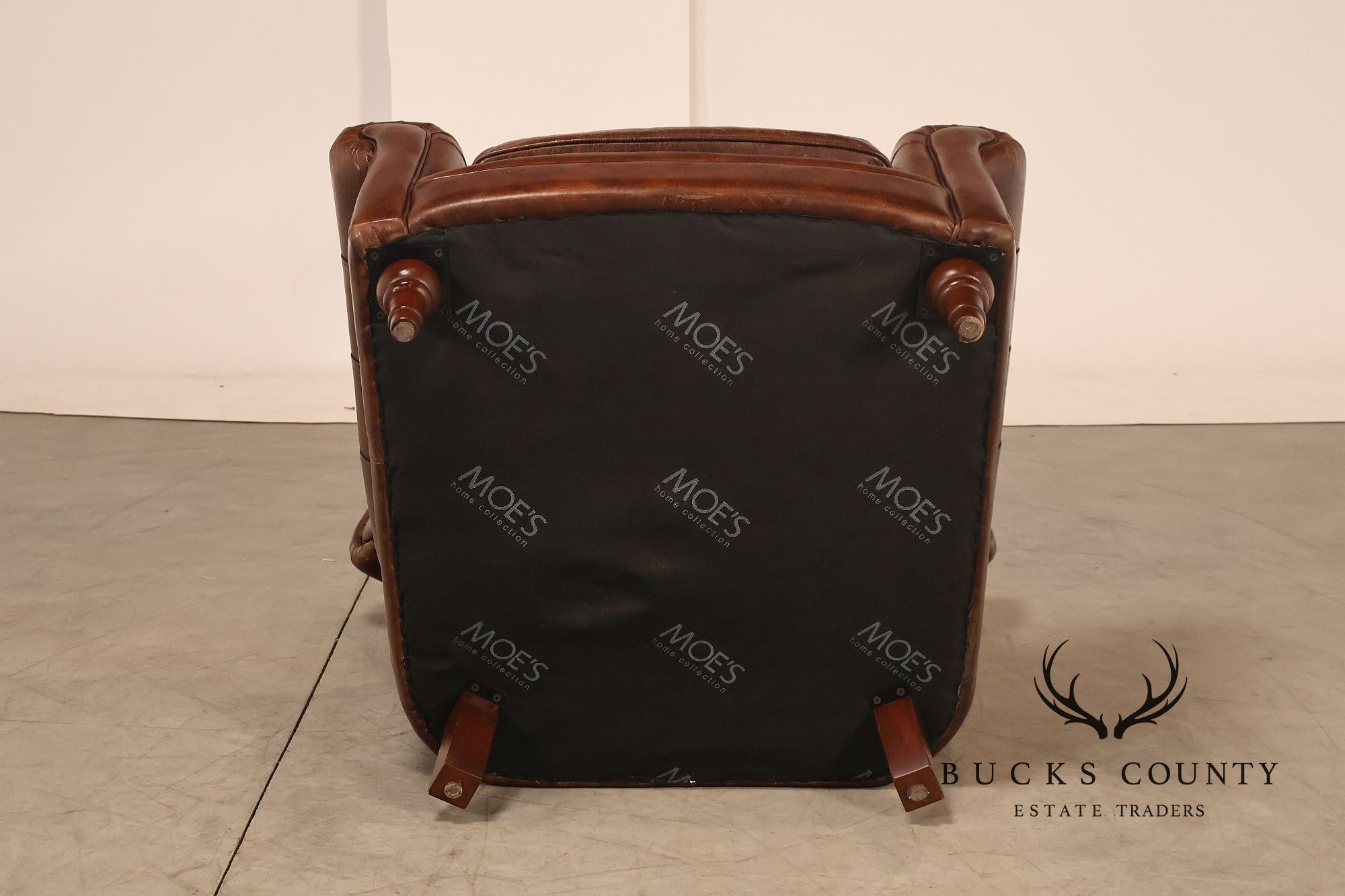 Moe's Home Collection Pair of Tufted Distressed Brown Leather Armchairs