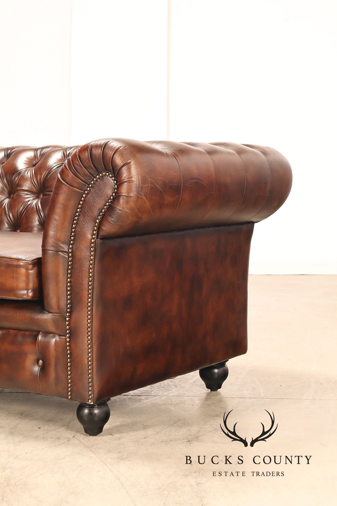 Chesterfield Style Brown Leather Sofa